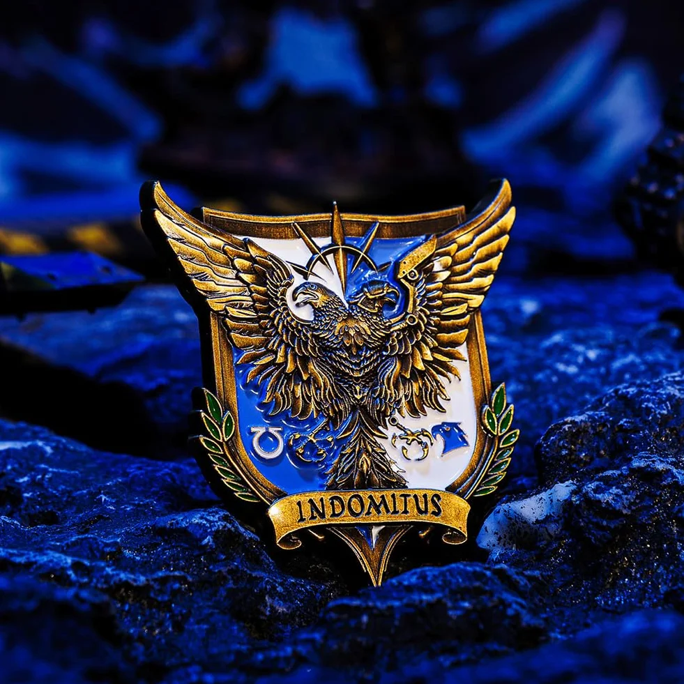 Starforged Broszka Roboute Guilliman Indomitus krucjata kampania odznaka przypinka odznaka Warhammer 40000, Stal stopowa, Bez kamieni szlachetnych