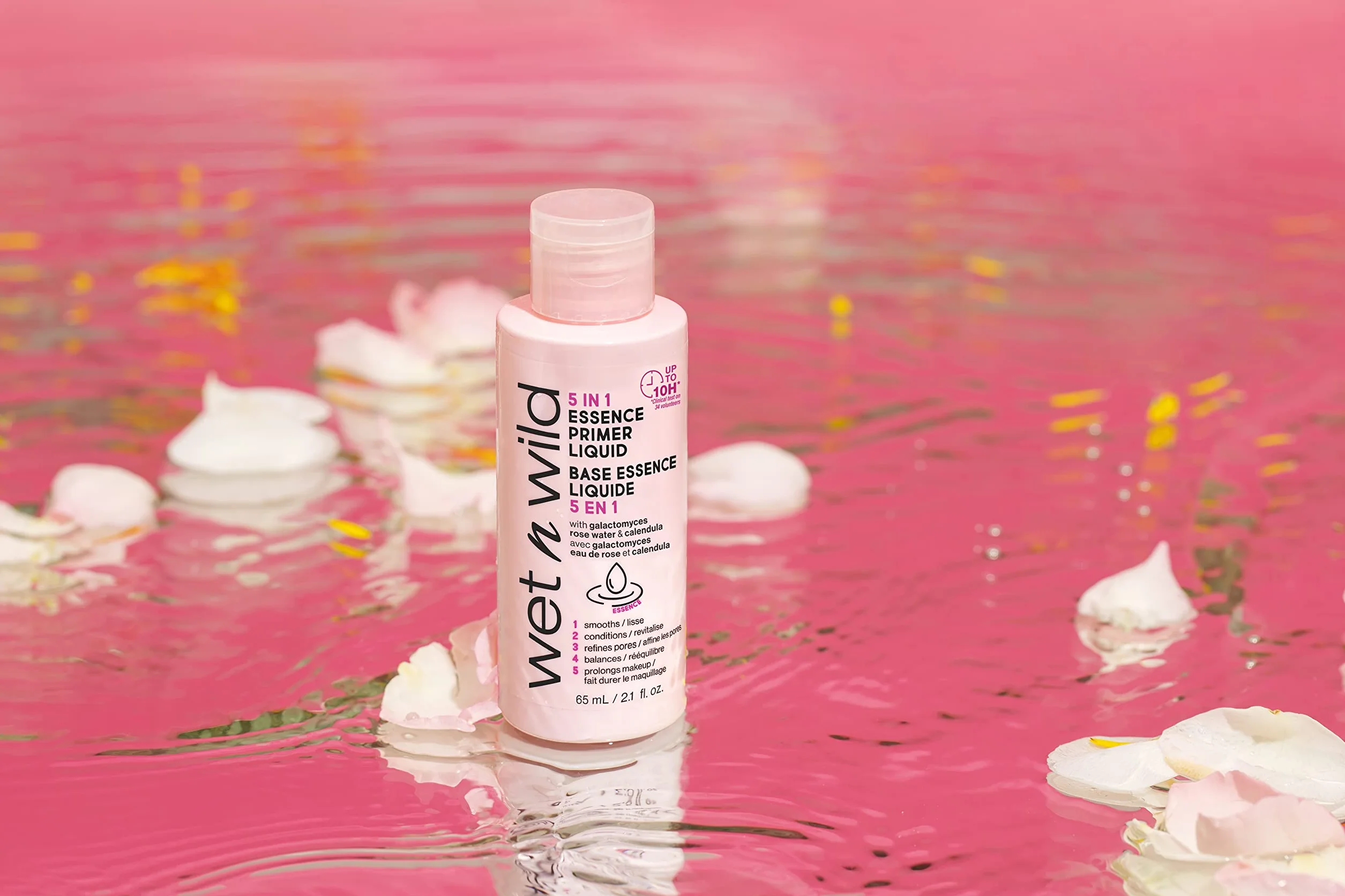 Wet n Wild 5 w 1 Esencja Podkładu w płynie, Gładzi i Odmładza Skórę Przygotowując ją do Makijażu, Wzbogacona w Nagietek i Wodę Różaną, 75ml