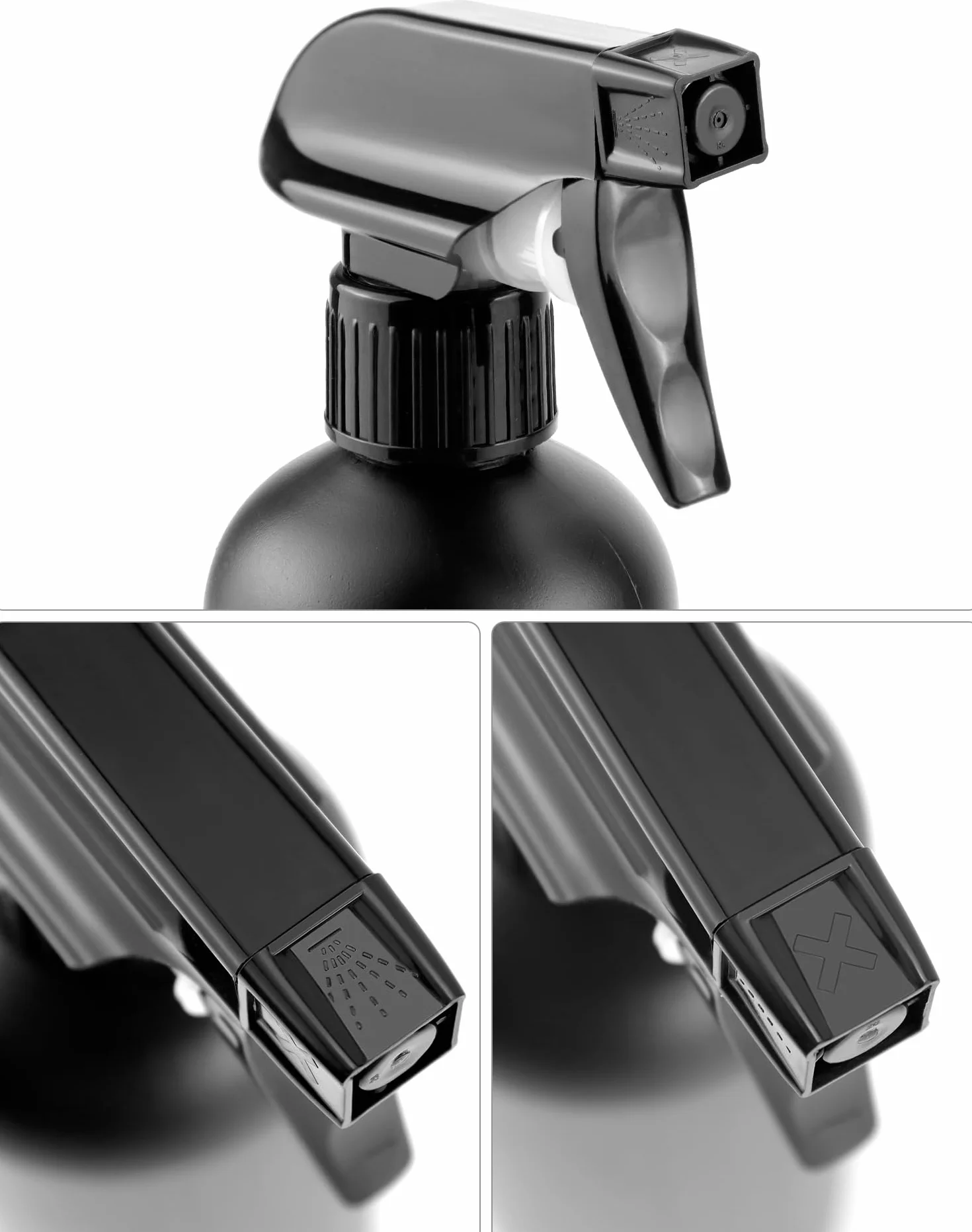QWORK® 4 sztuki butelka ze sprayem 500ml, czarna, do pielęgnacji włosów, pielęgnacji i czyszczenia roślin kwiatowych