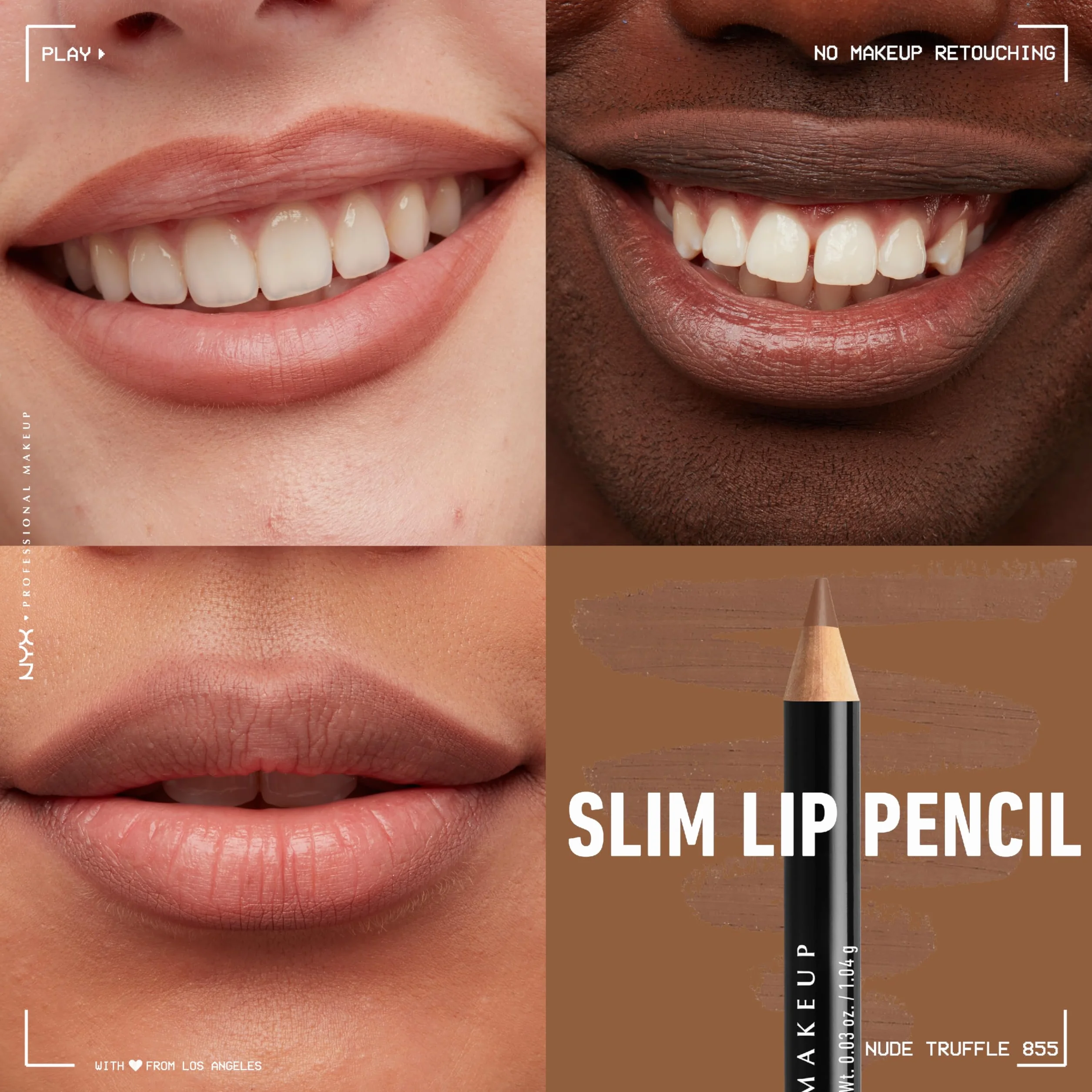 NYX Professional Makeup - Slim Lip Pencil - Kredka do ust - Cienka i ostra - Kremowa formuła - Długotrwała - Nude Truffle