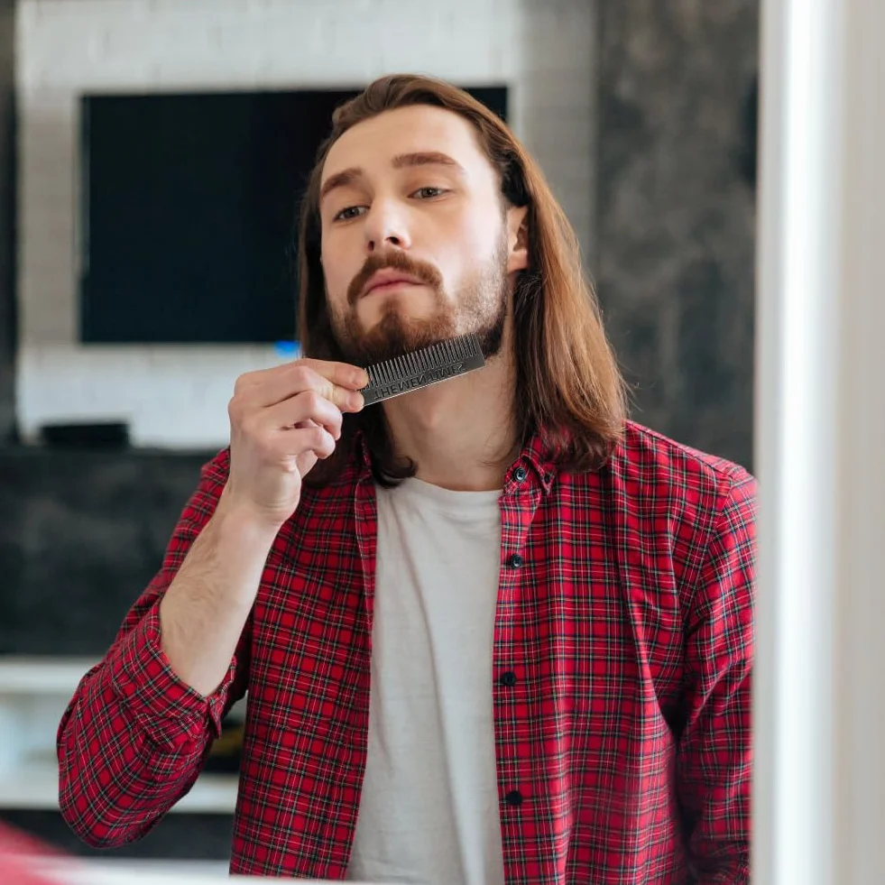 Metalowe grzebienie do brody, grzebień do wąsów z drobnymi zębami, antystatyczny grzebień do włosów i brody, grzebień fryzjerski do pielęgnacji brody, wąsów