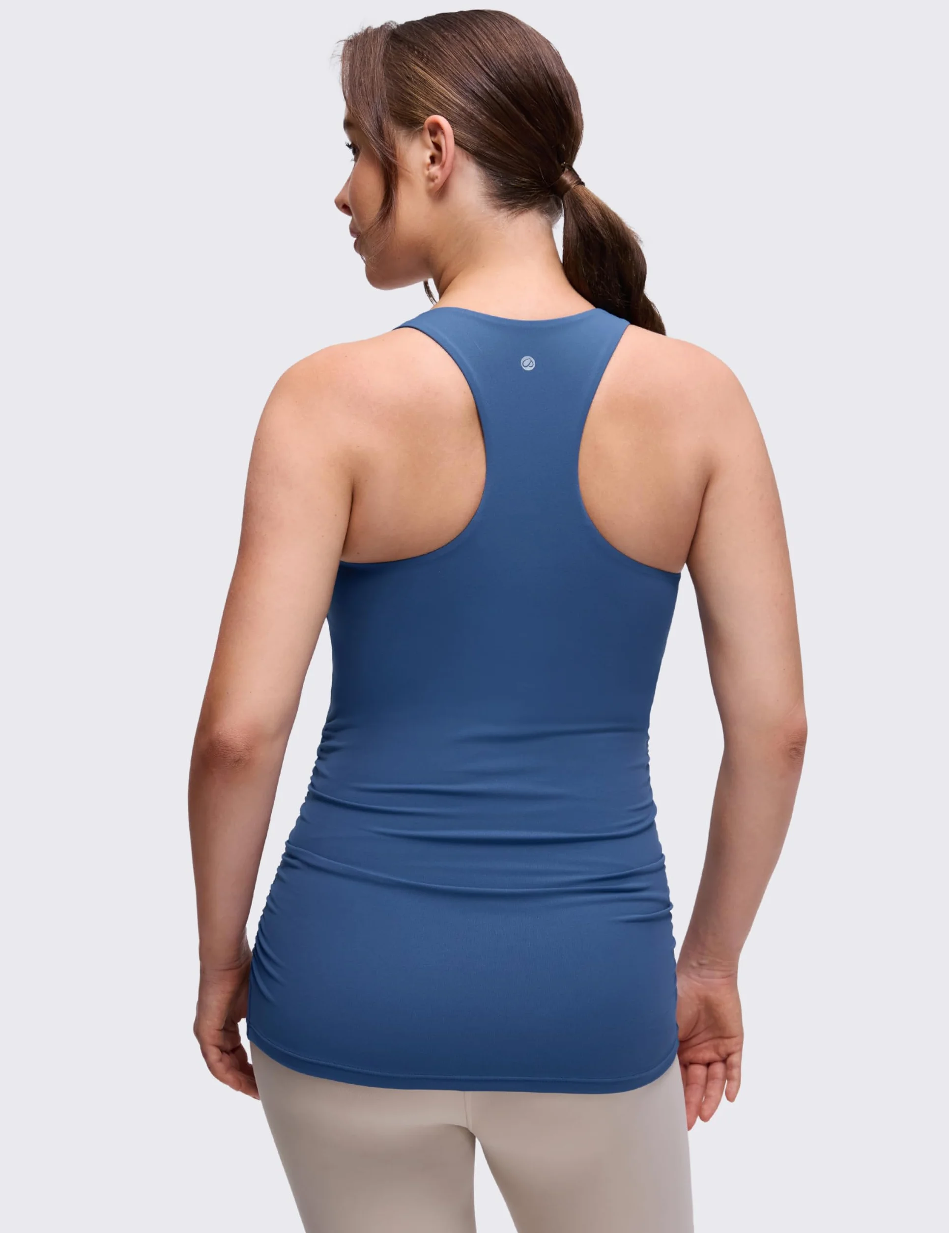 CRZ YOGA Koszulka ciążowa Butterluxe damska z odkrytymi plecami marszczona bez rękawów do jogi i ćwiczeń z wbudowanym biustonoszem