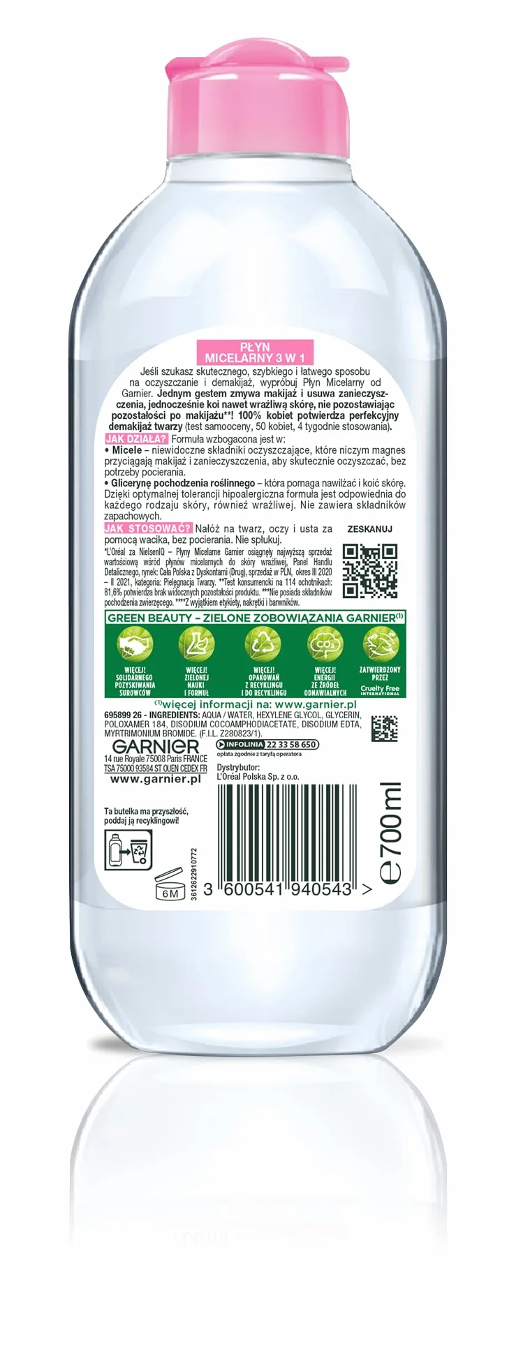 Garnier Skin Naturals Płyn Micelarny 3w1 dla skóry wrażliwej 700 ml