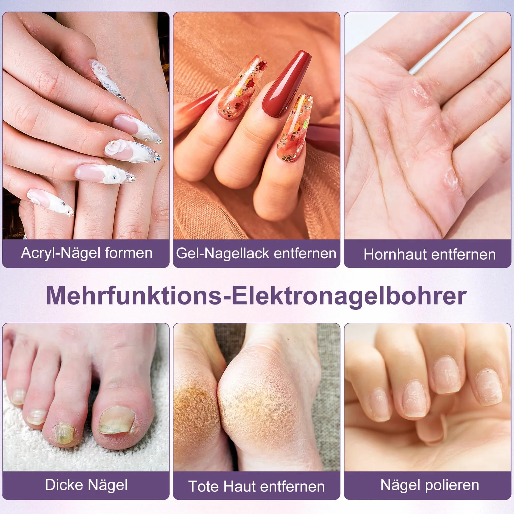 Bezprzewodowa frezarka do paznokci żelowych, 25 000 obr./min, elektryczny pilnik do paznokci, 6 stopni prędkości, regulowany profesjonalny zestaw do manicure i pedicure, do domu i studia