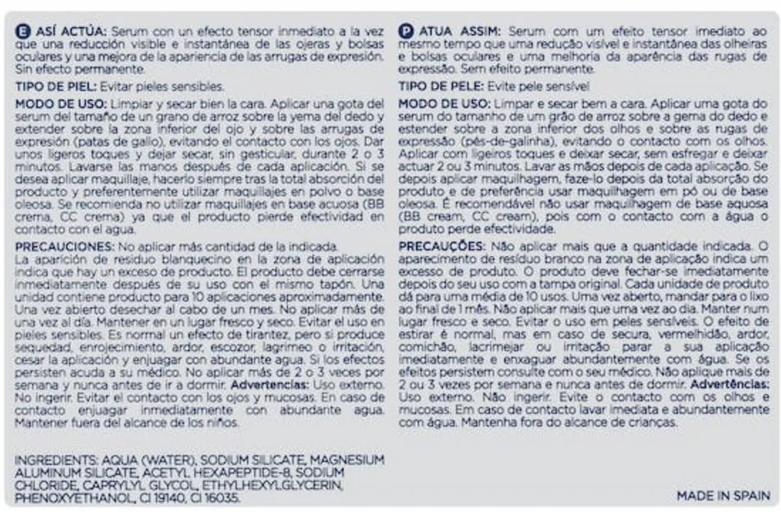 Deliplus Sisbela Reafirm Natychmiastowe Reduktor Cieni I Worków Do Cieni, Pudełko 5 Sztuk Po 2 Ml. (10 Ml.). Unikaj wrażliwej skóry