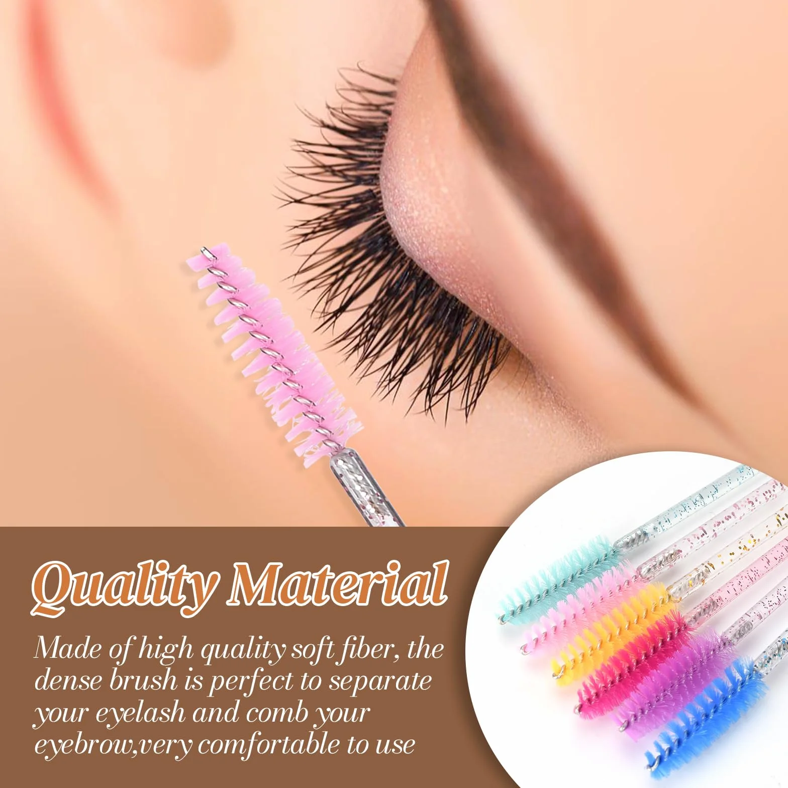 ATOMUS 100Pack Mascara Wands Disposable Eyelash Mascara Eyebrow Brushes Applicator Makeup Cosmetic Brush with Crystal Handle for Eyelash Extensions Mascara Use (100pcs pink)