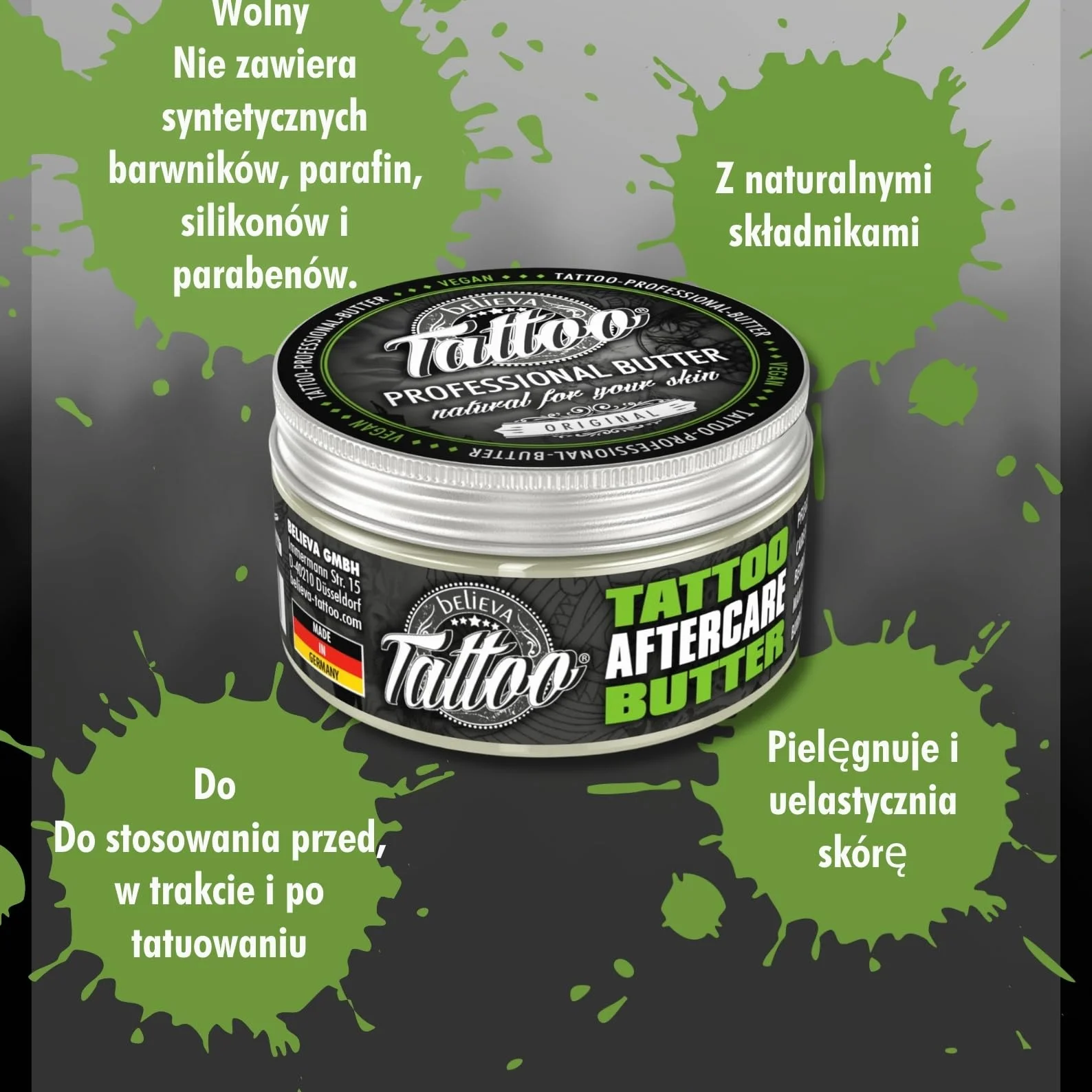 Believa Tattoo Masło 100ml Wegański Krem do Pielęgnacji Tatuażu