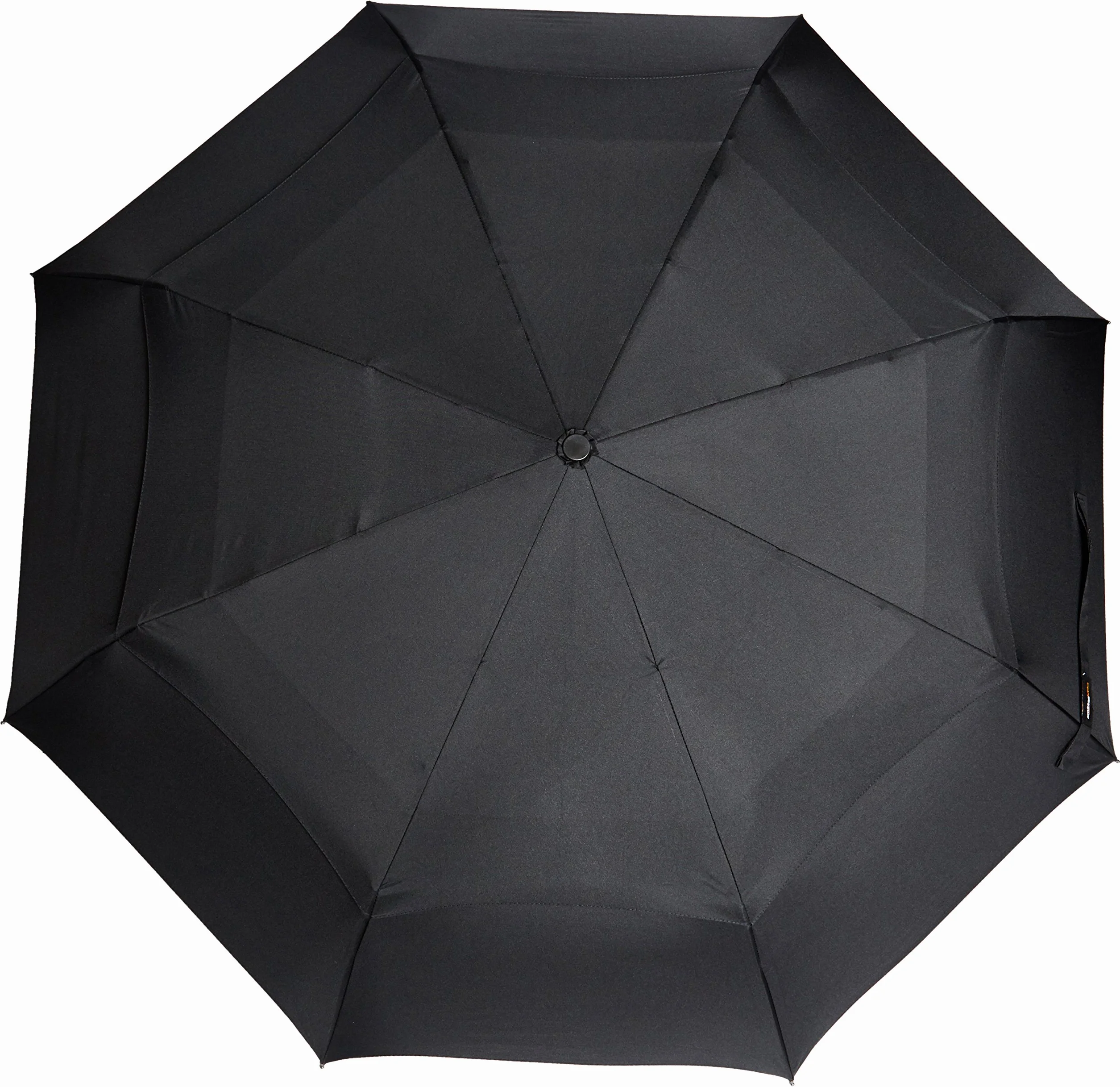 Amazon Basics Parasol Podróżny, Automatyczny, Kompaktowy, Wiatroszczelny, Wytrzymały, ze Szczeliną Wiatrową, Ośmiokątny, Czarny, Uniwersalny Rozmiar
