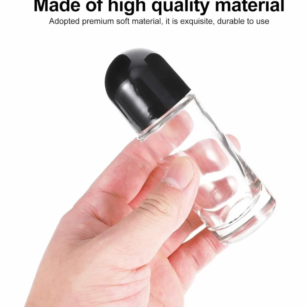 Roll on szklane butelki na olejki eteryczne, 30 ml, 2 sztuki napełnianych pustych pojemników z nakrętką kulkową, przezroczyste, szczelne, do olejków eterycznych, masaży zapachowych