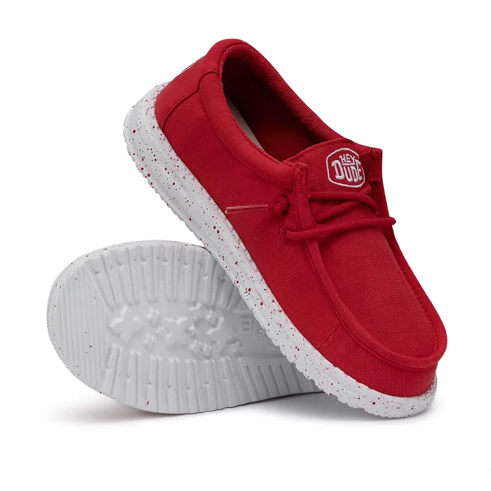 Hey Dude Wally Youth Slub Canvas Moccasin, czerwony, 31 EU, czerwony, 31 EU
