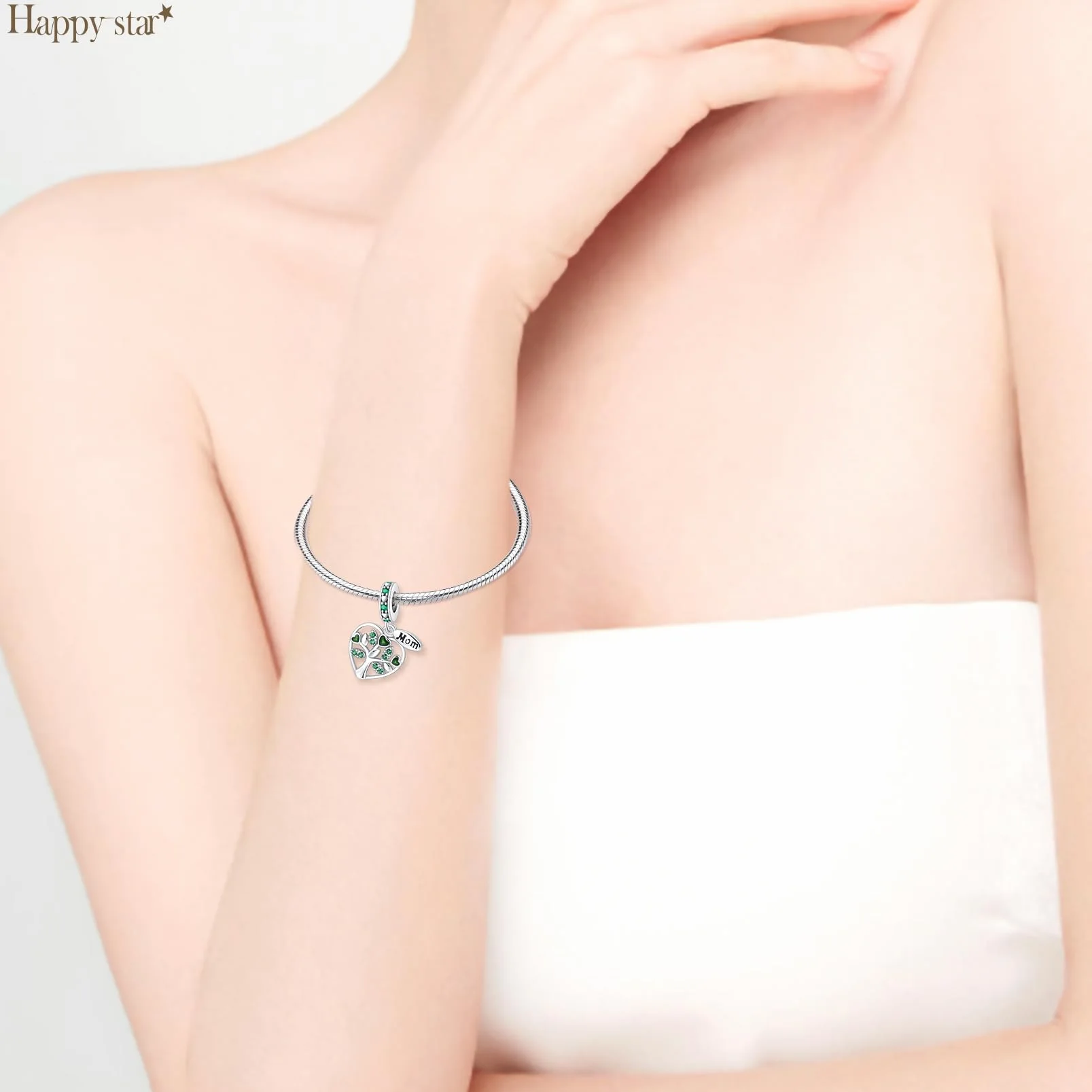 HappyStar Mom Love You Always Charms, srebro wysokiej próby 925, odpowiednie do bransoletek marki Pandora, dla kobiet, wisiorki, koraliki, dla kobiet, prezent na Dzień Matki