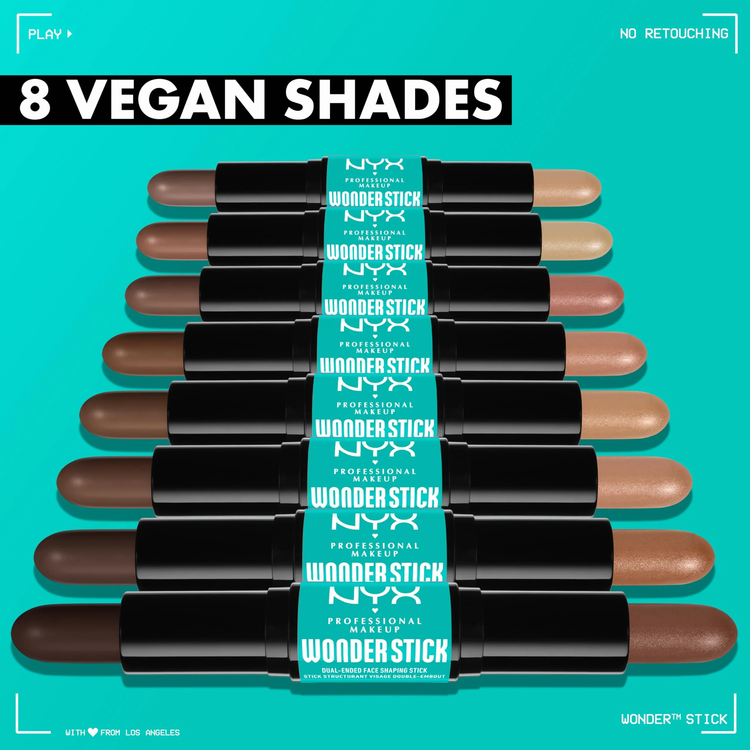 NYX Professional Makeup Podświetlacz i konturówka do konturowania z dwoma końcówkami, kształtuje i rozjaśnia, zmywalny i wegański, Wonder Stick, Fair