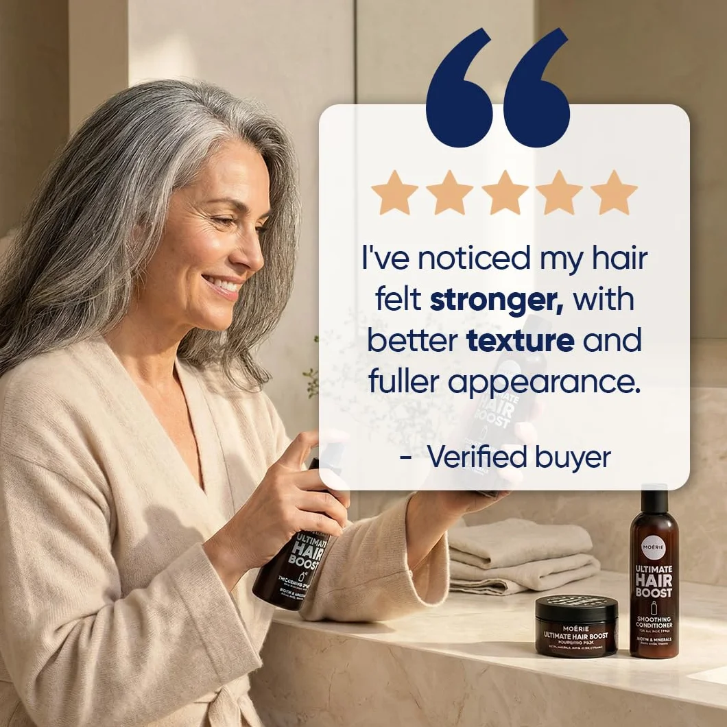 Moerie Mineral Shampoo and Conditioner Plus Hair Mask and Hair Spray Mega Pack – The Ultimate Hair Care Set – For Longer, Thicker, Fuller Hair - Vegan Hair Products – Paraben & Silicone Free Products