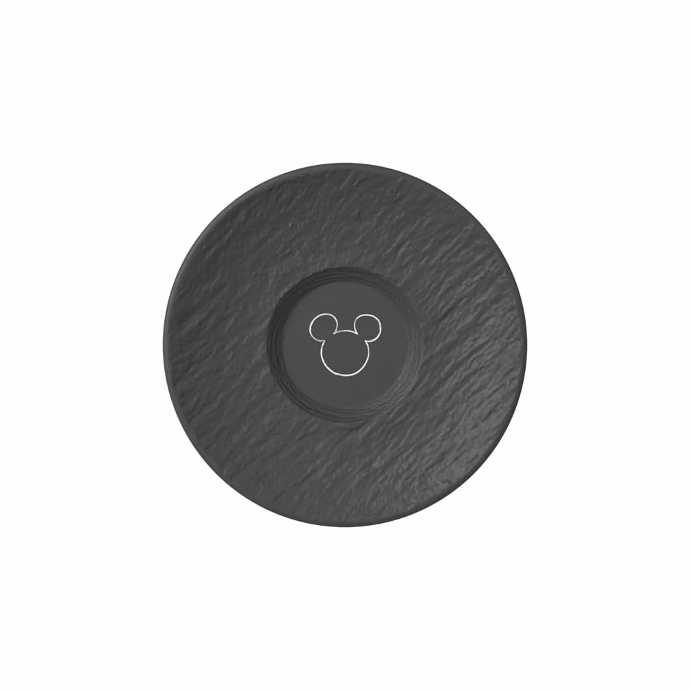 Villeroy & Boch Manufacture Rock – Mickey Mouse – spodek do filiżanki do kawy, czarny, można myć w zmywarce i używać w mikrofalówce, efekt łupku z kredowym wzorem Disney Myszki Miki