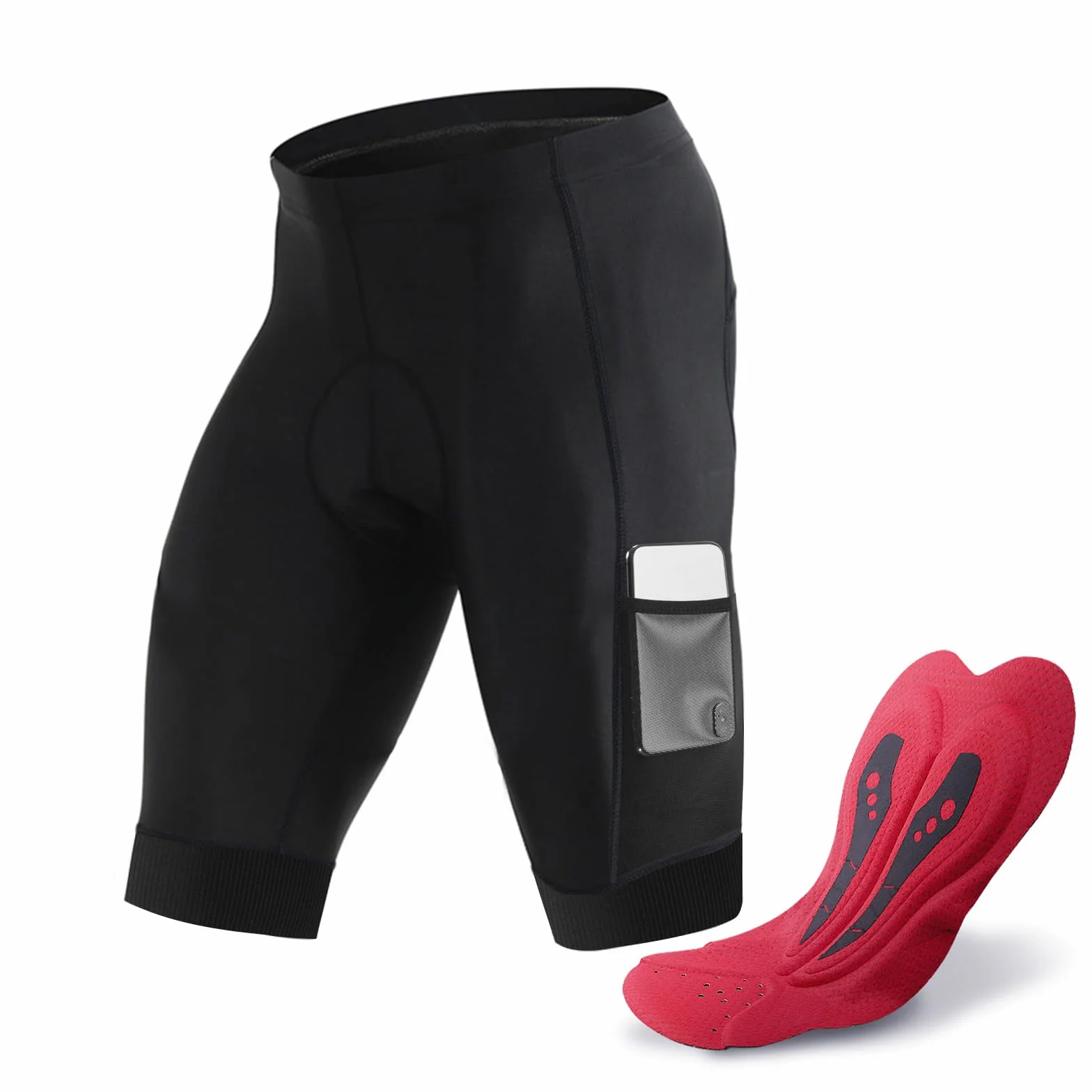 NuCamper Męskie 4D Spodenki Rowerowe Wkładką Żelową, Padded For Cycling, Oddychającą, Elastyczne, Szybkoschnące, Antypoślizgową Nogawką, Kolarstwo Górskie, Rower Sportowy, Na Świeżym Powietrzu