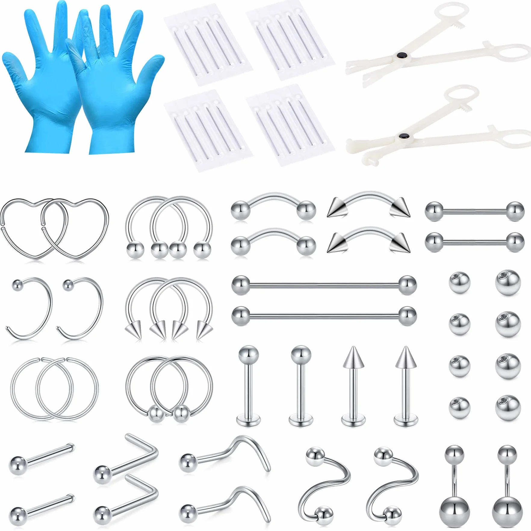AceFun Profesjonalny zestaw do piercingu 14G 16G 18G 20G igły ze stali nierdzewnej