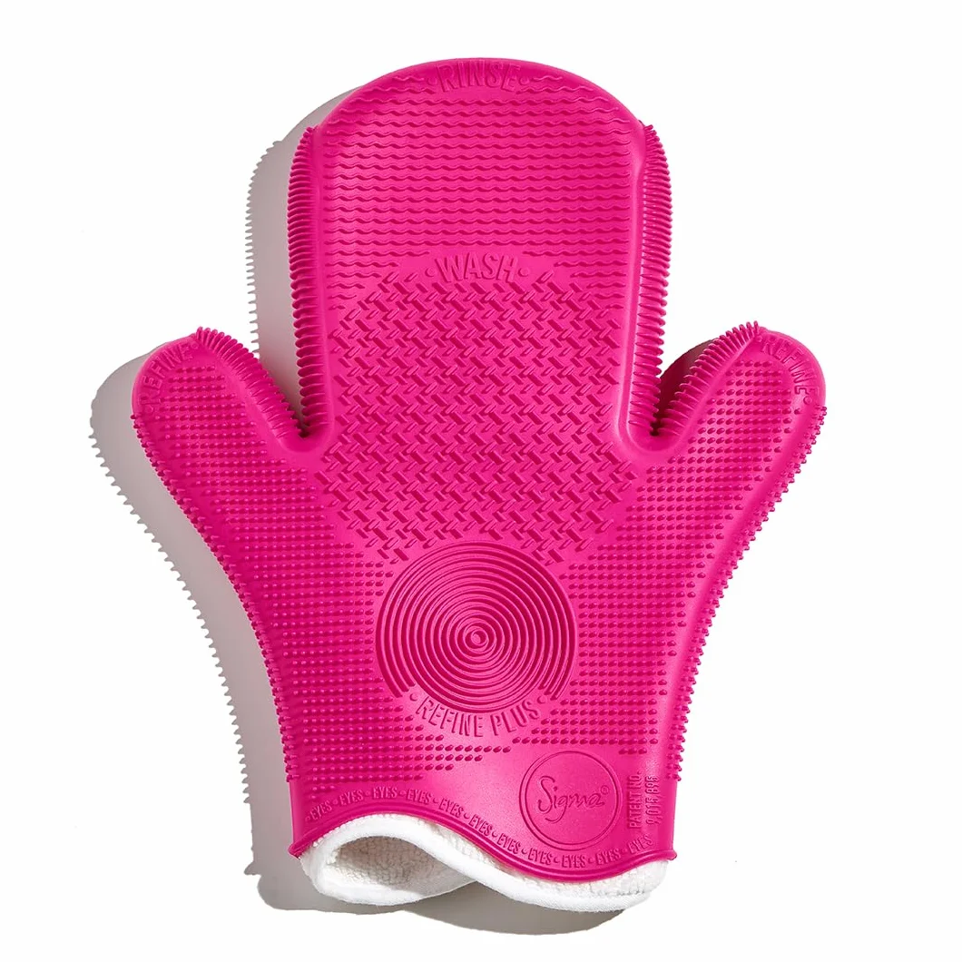 Sigma 2X Sigma Spa Brush Rękawica do czyszczenia pędzli do makijażu, rękawica do czyszczenia pędzli z 7 teksturami, silikonowa mata do czyszczenia pędzli, rękawica do głębokiego czyszczenia i