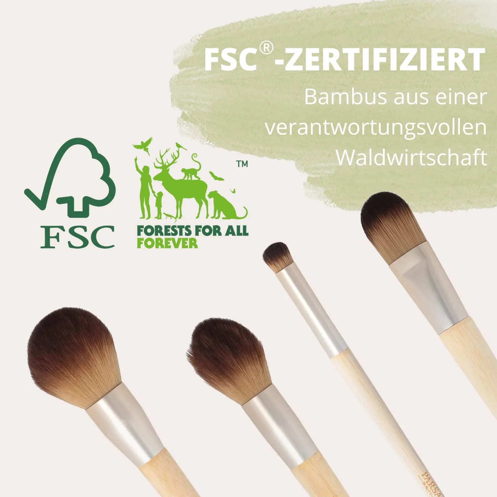 PARSA BEAUTY Pędzel do różu z bambusa z certyfikatem FSC® – pędzel do makijażu – pędzel do makijażu – z szybko rosnącego bambusa