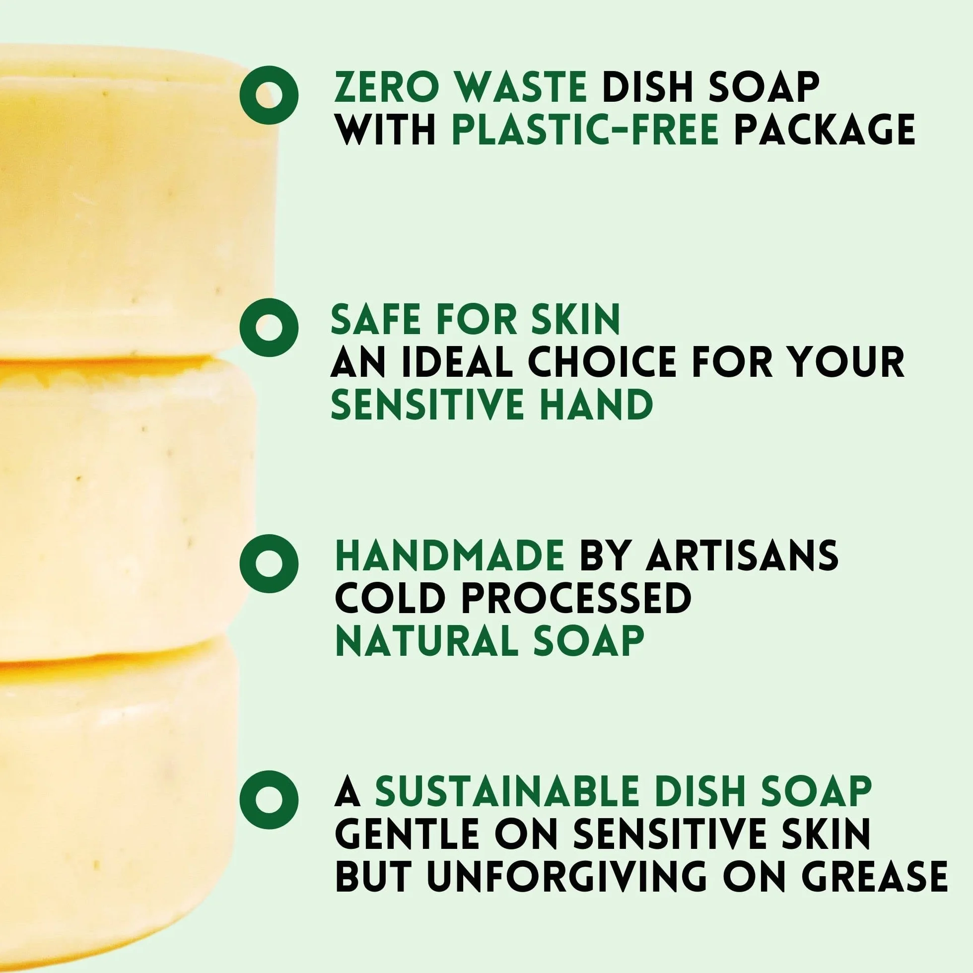 Zero Waste naturalne mydło do naczyń, opakowanie zbiorcze 3 bary - wszystkie naturalne organiczne stałe mydło w kostkach - wegańskie materiały do mycia naczyń - przyjazne dla środowiska opakowanie bez