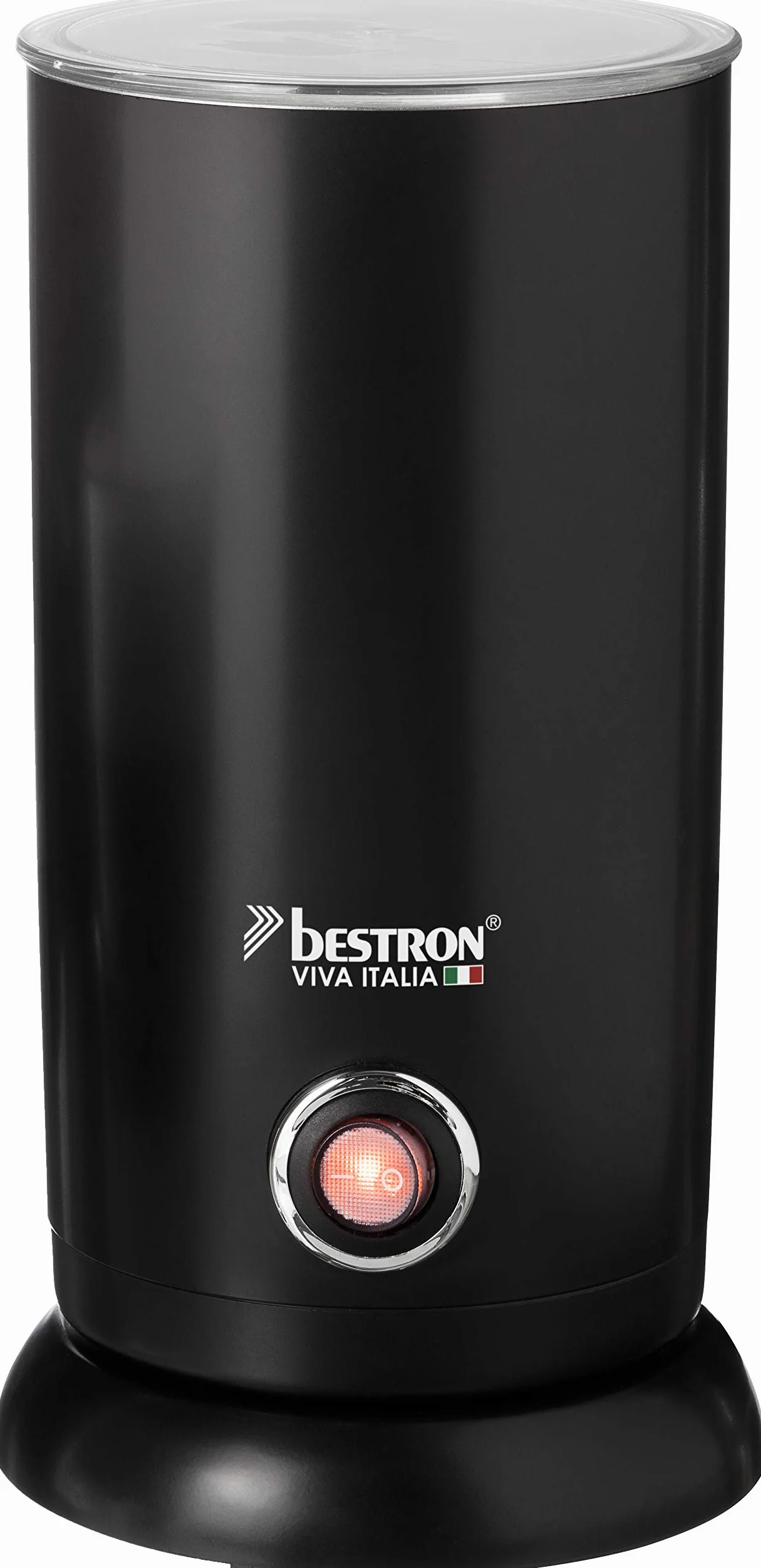 Bestron Viva Italia elektryczny spieniacz do mleka, podstawa 360° i pojemność do 300 ml, bezprzewodowy, 550 W, kolor: czarny