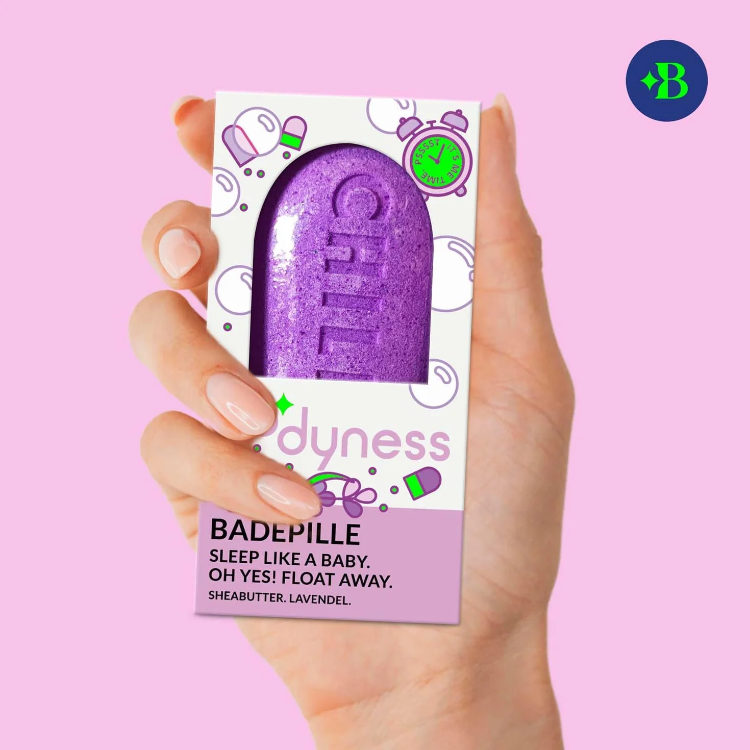 CRAZE Bodyness Bath Bomb Chill Pill – kula do kąpieli w kształcie tabletek, kula do kąpieli do pielęgnacji skóry i relaksu z aromatem, 70 g