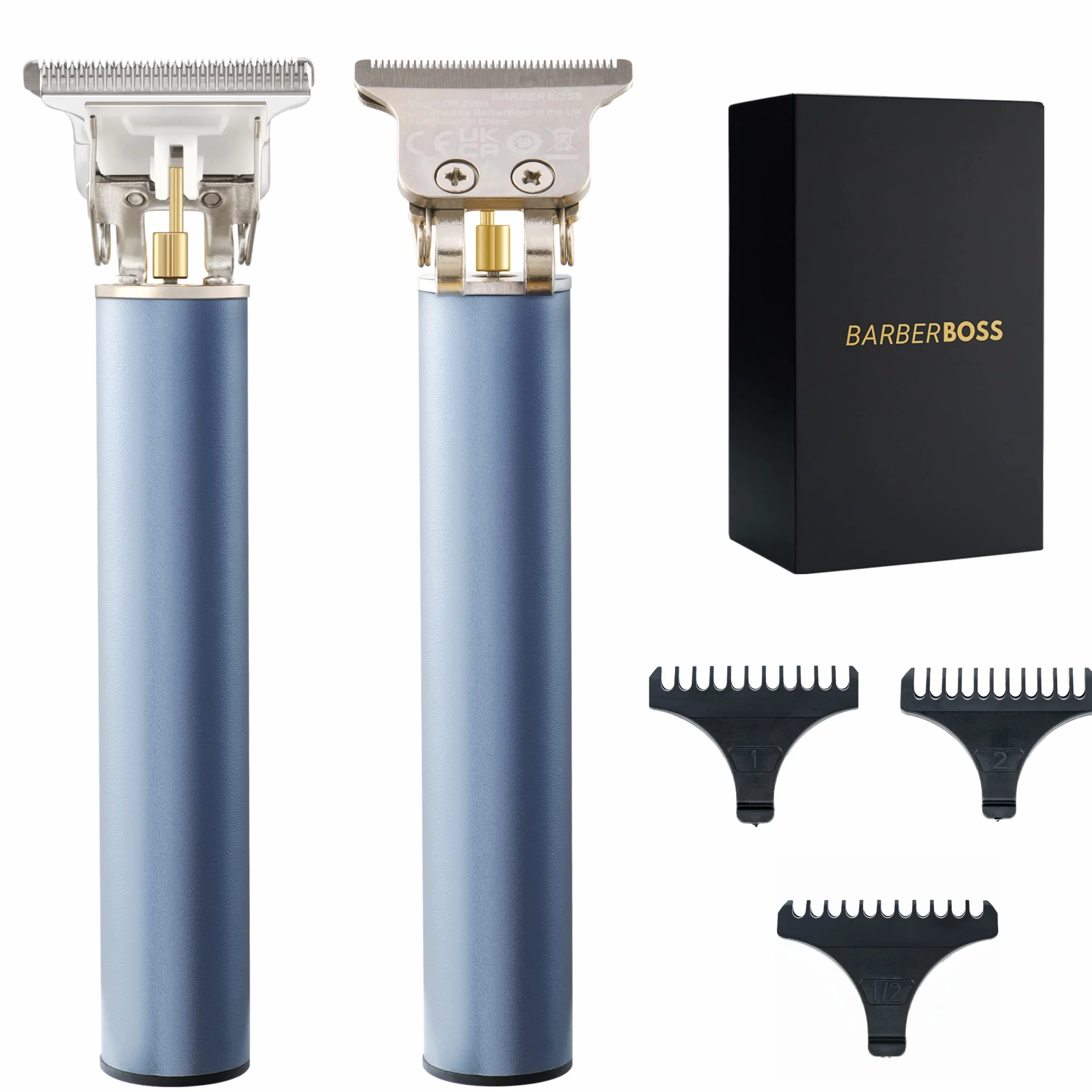 Zestaw do pielęgnacji dla mężczyzn BarberBoss, trymer do włosów z ostrzem w kształcie litery T, 3 grzebienie prowadzące, ładowanie USB, maszynka do strzyżenia włosów dla mężczyzn, QR-2088