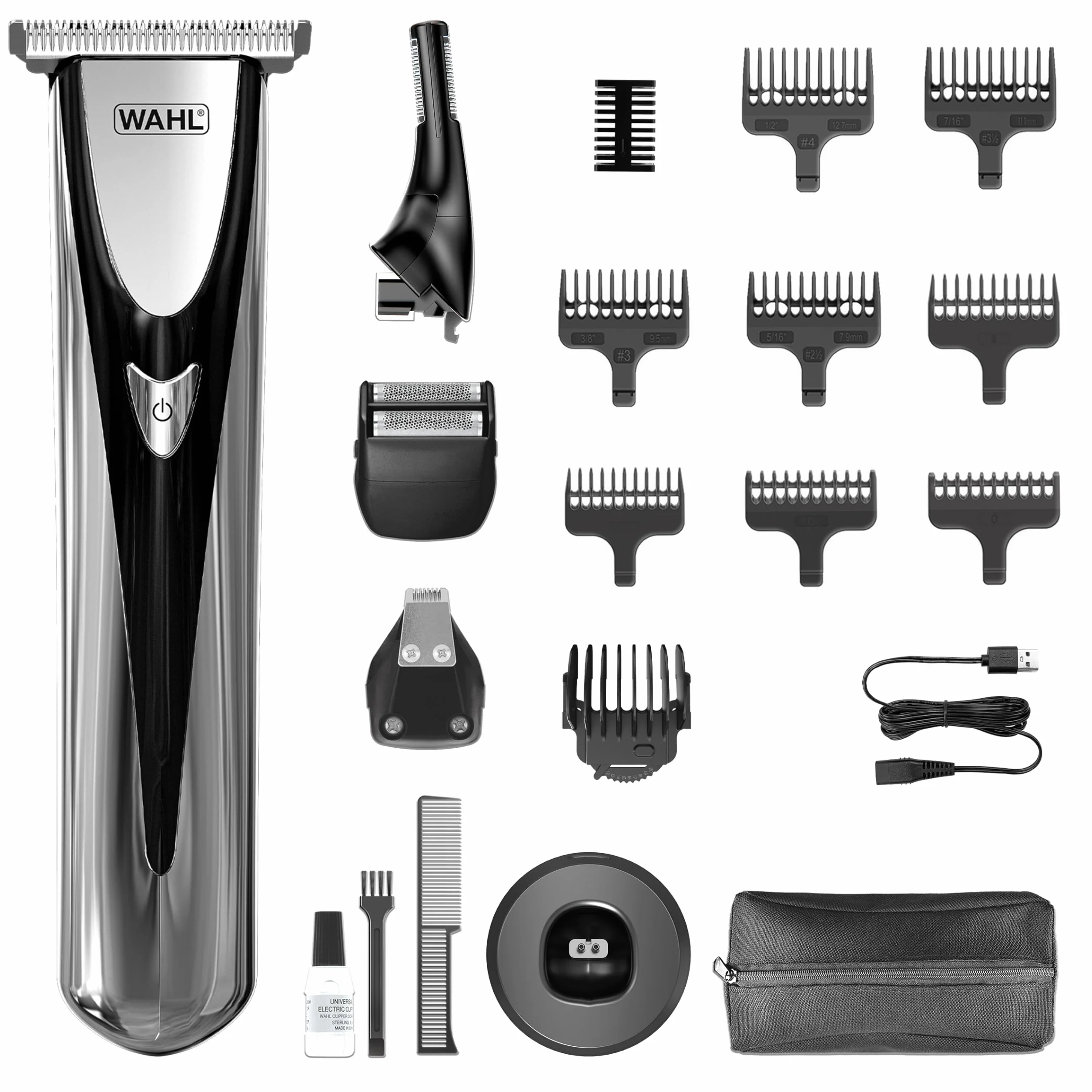 Multigroomer WAHL Elite Groom, Pielęgnacja Całego Ciała, Wodoodporne Ostrza, Przycinanie Włosów w Nosie, Usuwanie Włosów z Uszu, Akumulator o Długiej Żywotności, Idealny dla Niego, Łatwa Konserwacj