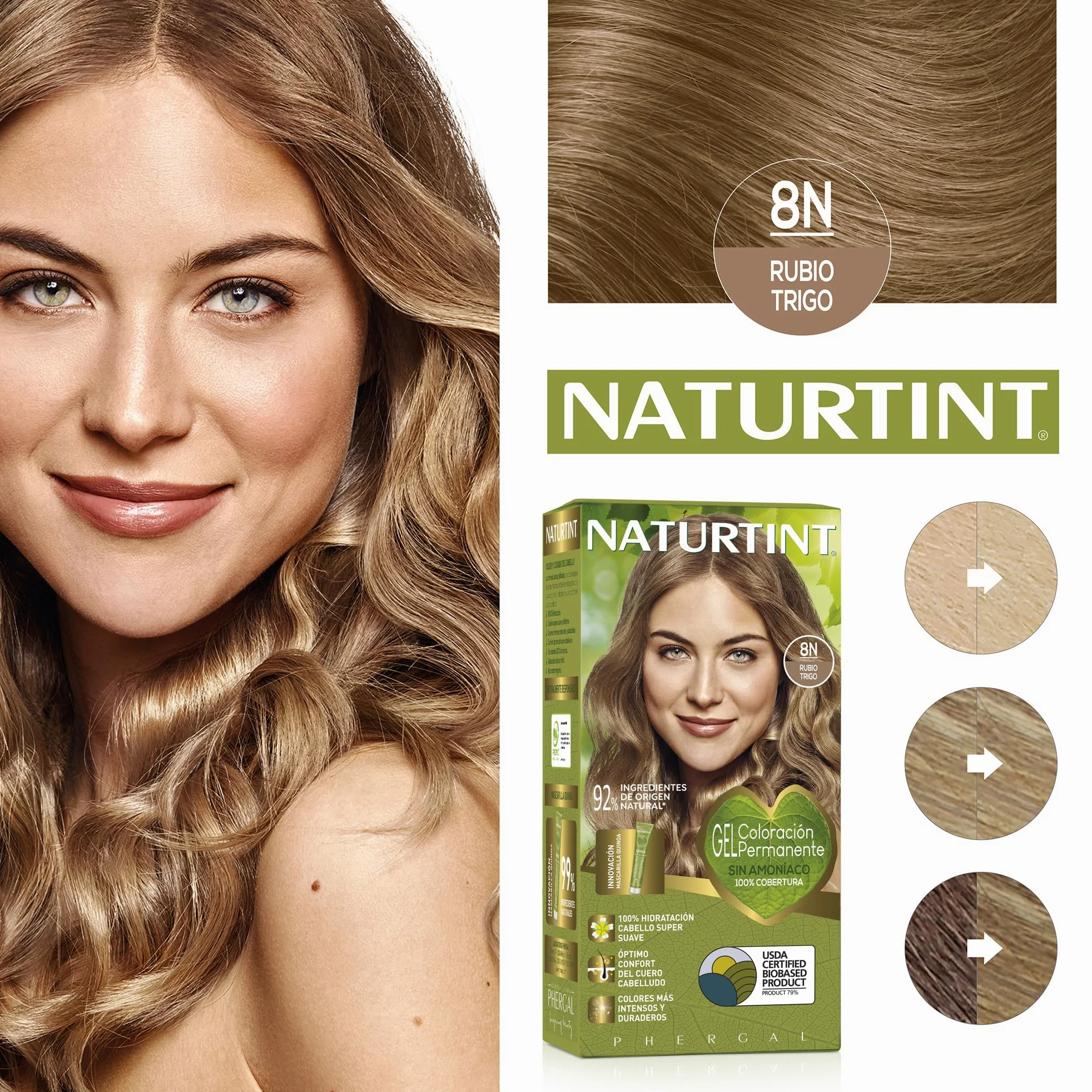 Naturtint Biobased | farba do włosów bez amoniaku | 8N blond pszeniczny | wysoka zawartość naturalnych składników | 3 sztuki | 510 ml