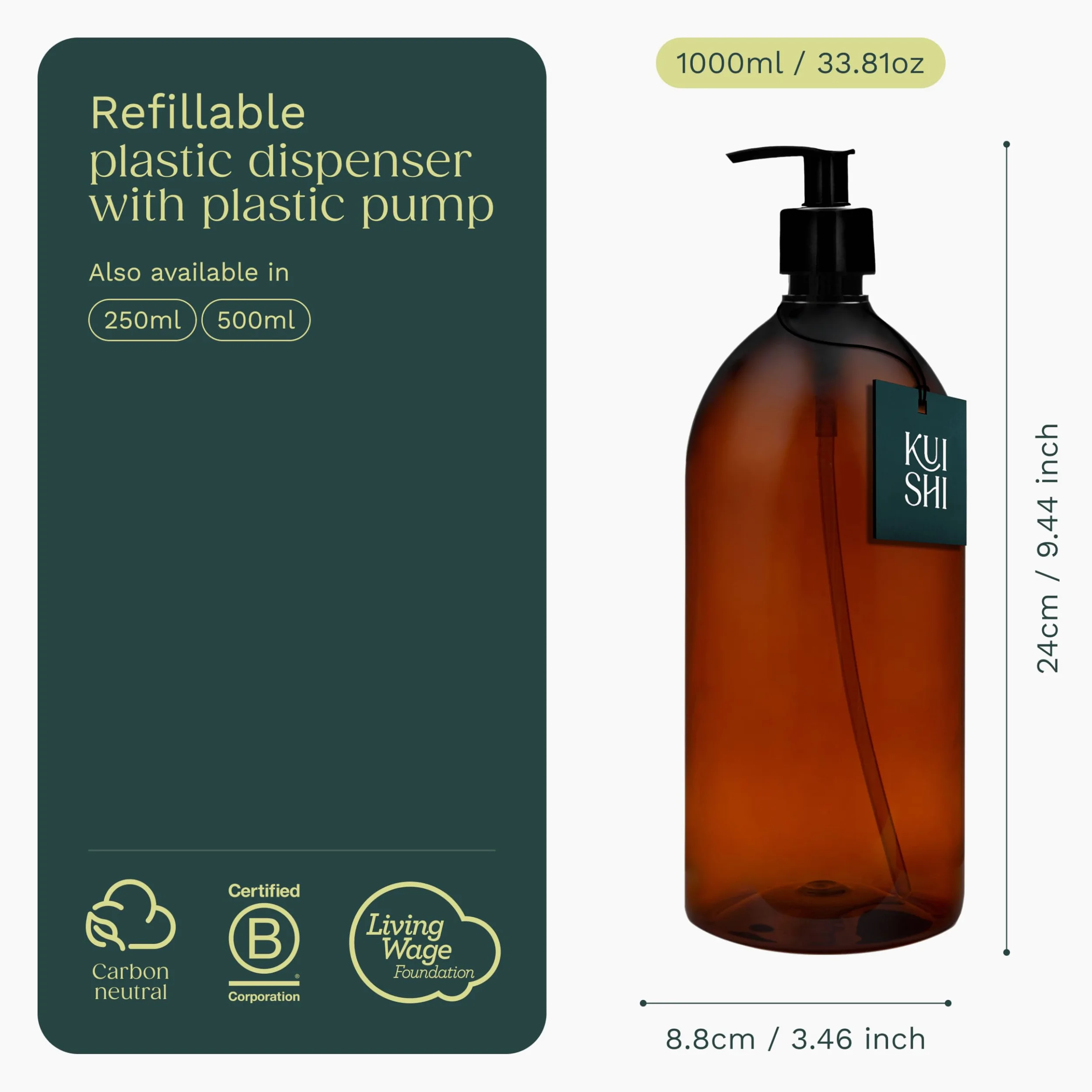 Plastikowe Butelki z Dozownikiem Pompkowym Brązowe Bursztynowe Puste do Mycia Rąk Lotionów Szamponów