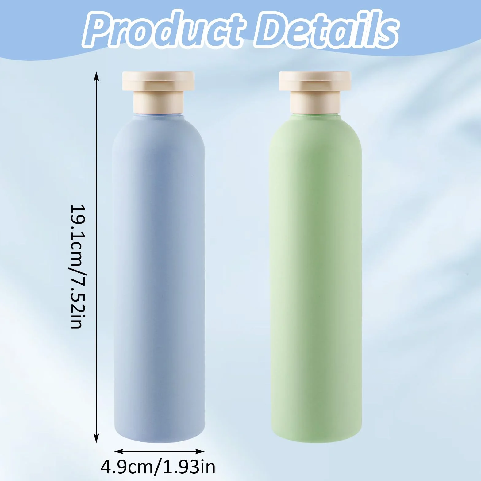 TIESOME Silikonowe butelki podróżne, 260 ml, 2 sztuki, szczelne, do wielokrotnego napełniania, zestaw przyborów toaletowych, szamponu, kremu, balsamu, gadżetów podróżnych