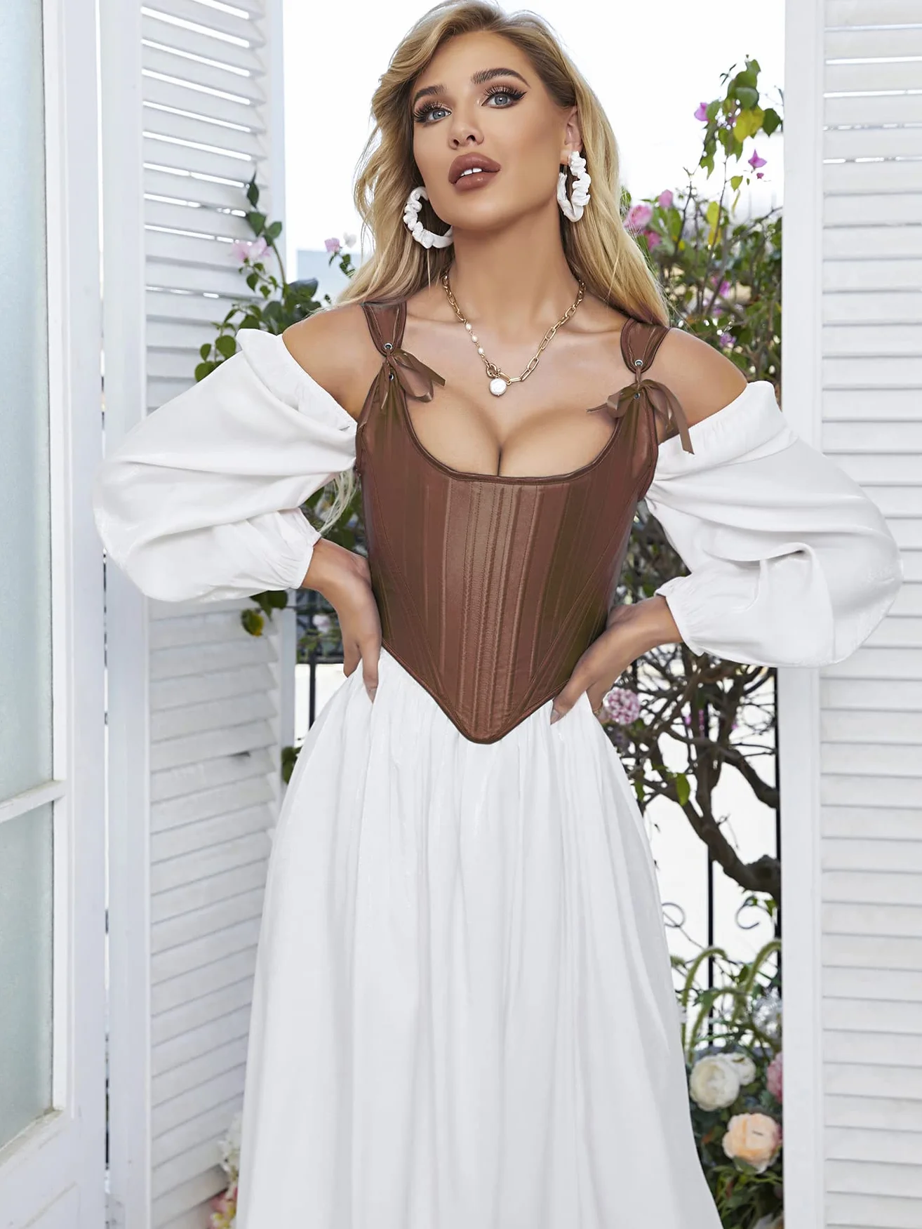 Dreay Damski Vintage Asymetryczny Hem Overbust Gorset Wiązany Przód Sznurowany Tył Gorset Bielizna Modelująca Top