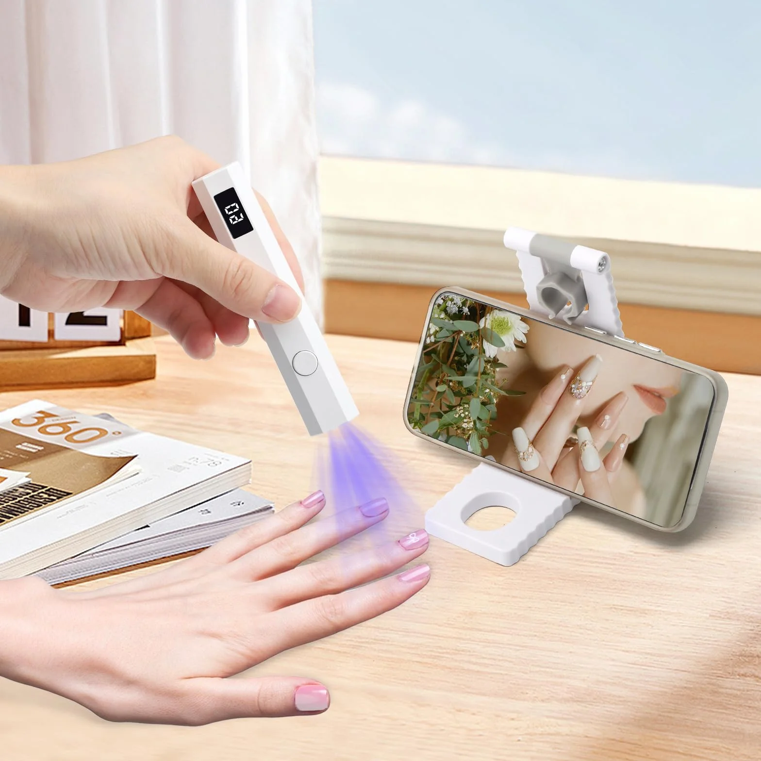 Mini UV LED Lampa do Paznokci Biały Przenośny z Uchwytem Suszarka do Paznokci