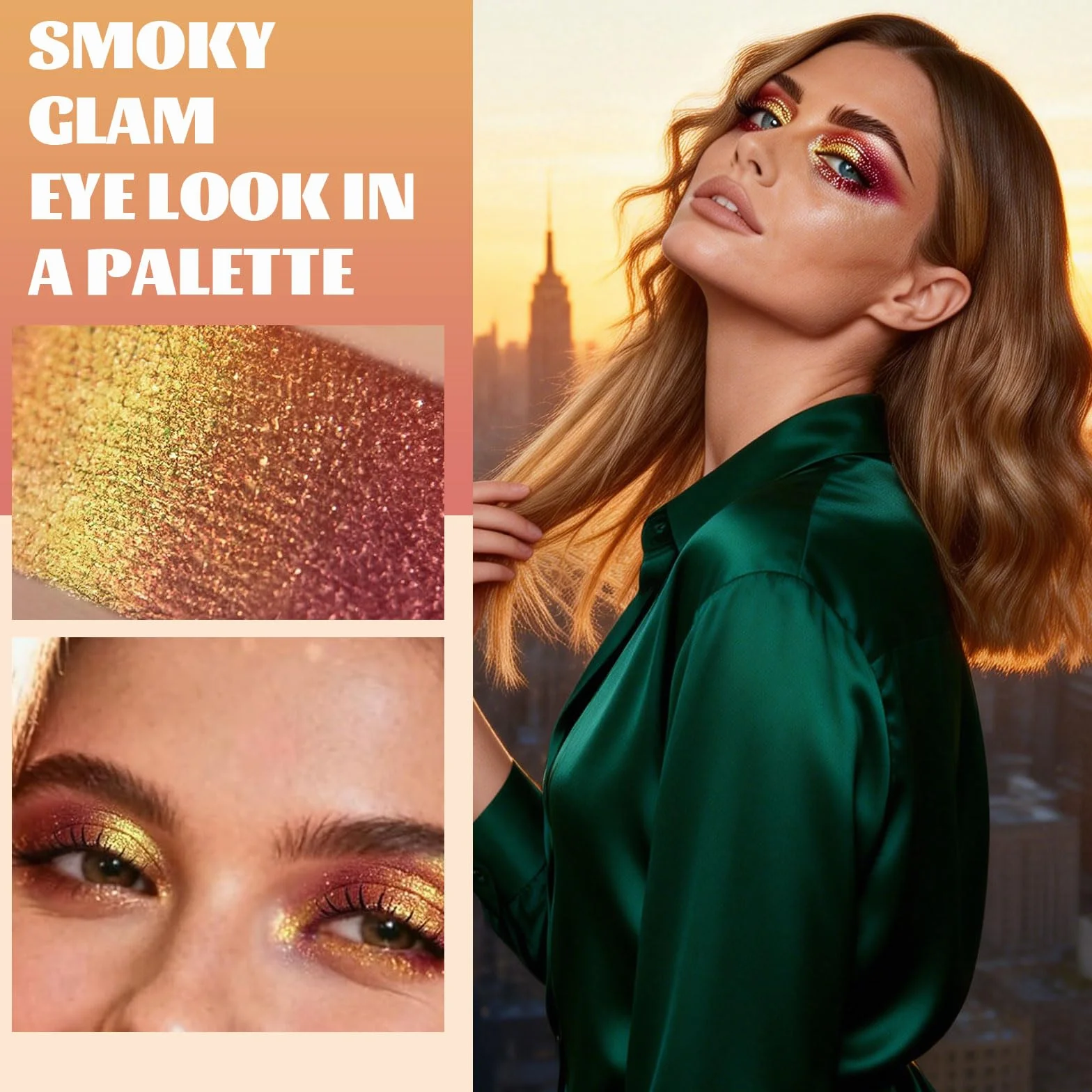 Duochrome Burgundy Gold Glitter paleta cieni do powiek, holograficzny kameleon bogaty kolor połyskujący, kolor Shift Sparkle Inner Corner Eye rozświetlacz, paleta rozświetlaczy do makijażu na
