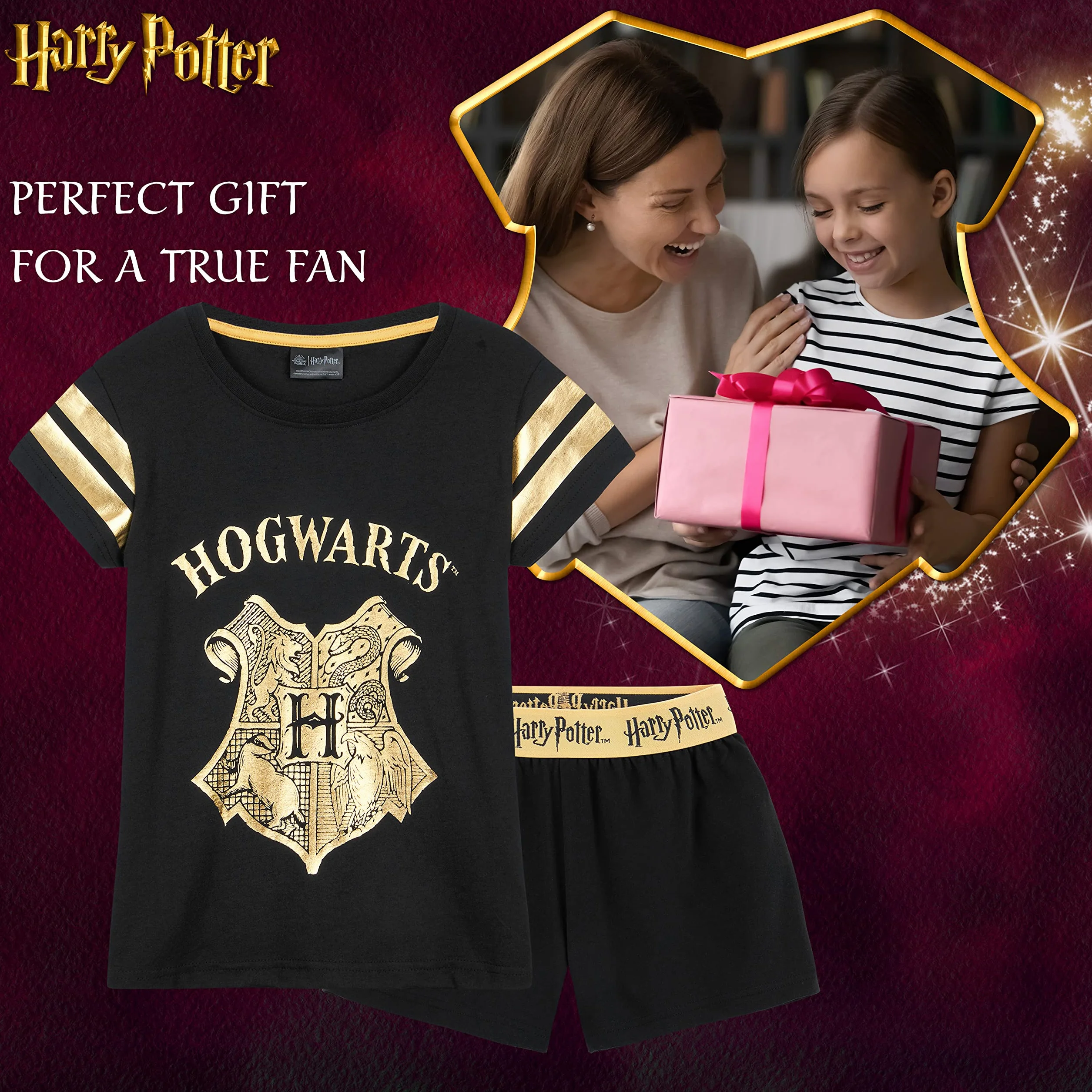 Harry Potter Dziewczyny Piżamy dla Dzieci i Nastolatków 2 Sztuka Bielizna Nocna Krótkie Piżamy dla Dziewcząt Miękka Oddychający Odzież do salonu Wiek 7-14 Lat Prezenty dla dziewczynek
