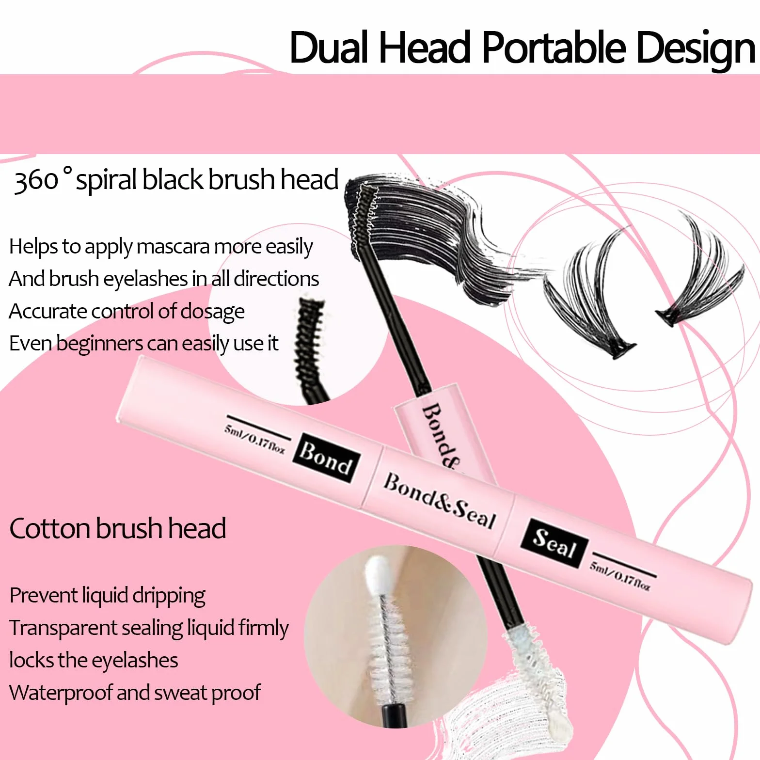 2 x klej do rzęs Lash Bond i Seal Kit DIY Lash Extension z wodoodpornym klejem klastrowym 72h i uszczelnieniem sztucznych rzęs w domu
