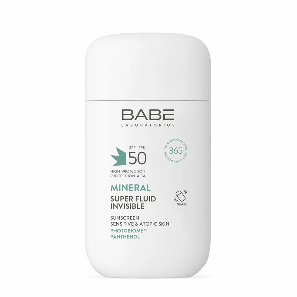 Laboratorios Babé - SUPER FLUID MINERAL SPF 50 | Mineralny filtr przeciwsłoneczny o szerokim spektrum | Idealny dla wrażliwej i atopowej skóry | Zaawansowana ochrona przed UVA i UVB | Lekka tekstura