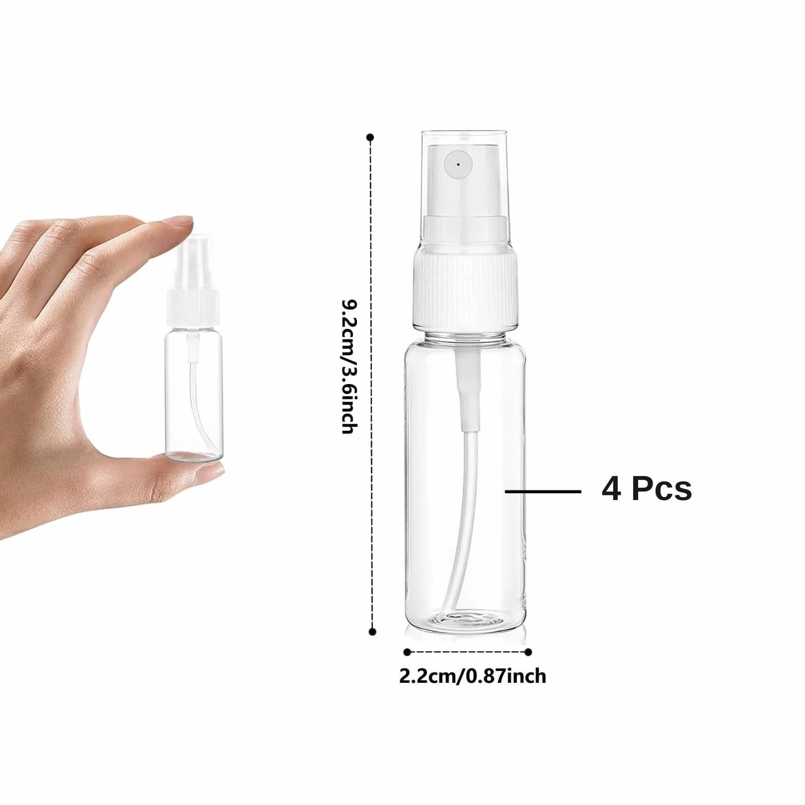 Spray Bottle Small 4 * 20ml, Atomizer Spray Bottle Empty, Atomizer Spray Bottles, Fine Mist Refillable Mini Perfume Atomizers, Plastic Pump Container for Travel and Going Out