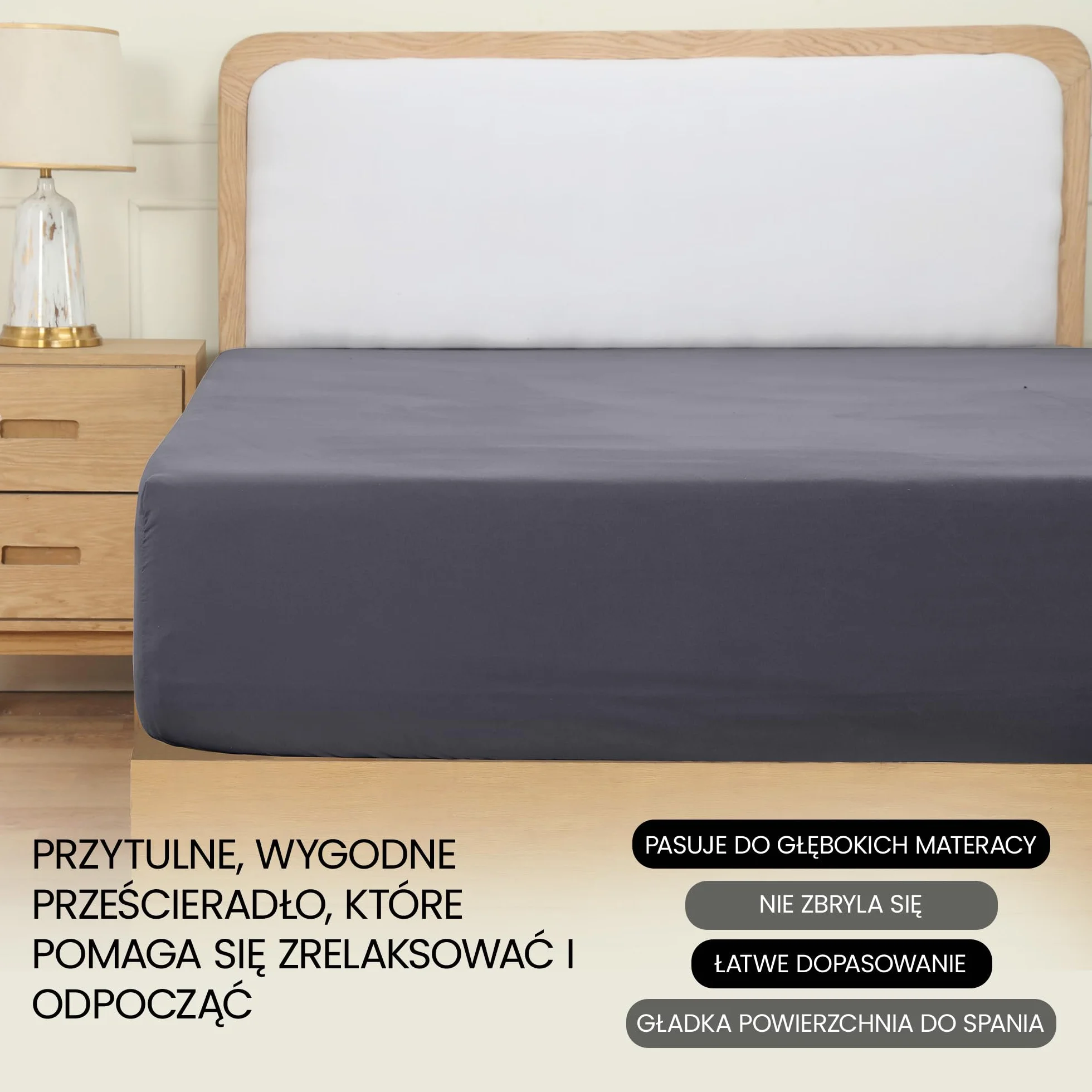 Utopia Bedding Arkusz z rogami Jeden i pół francuski kwadrat - 140x200cm - Szary - Arkusz pod z elastycznymi rogami