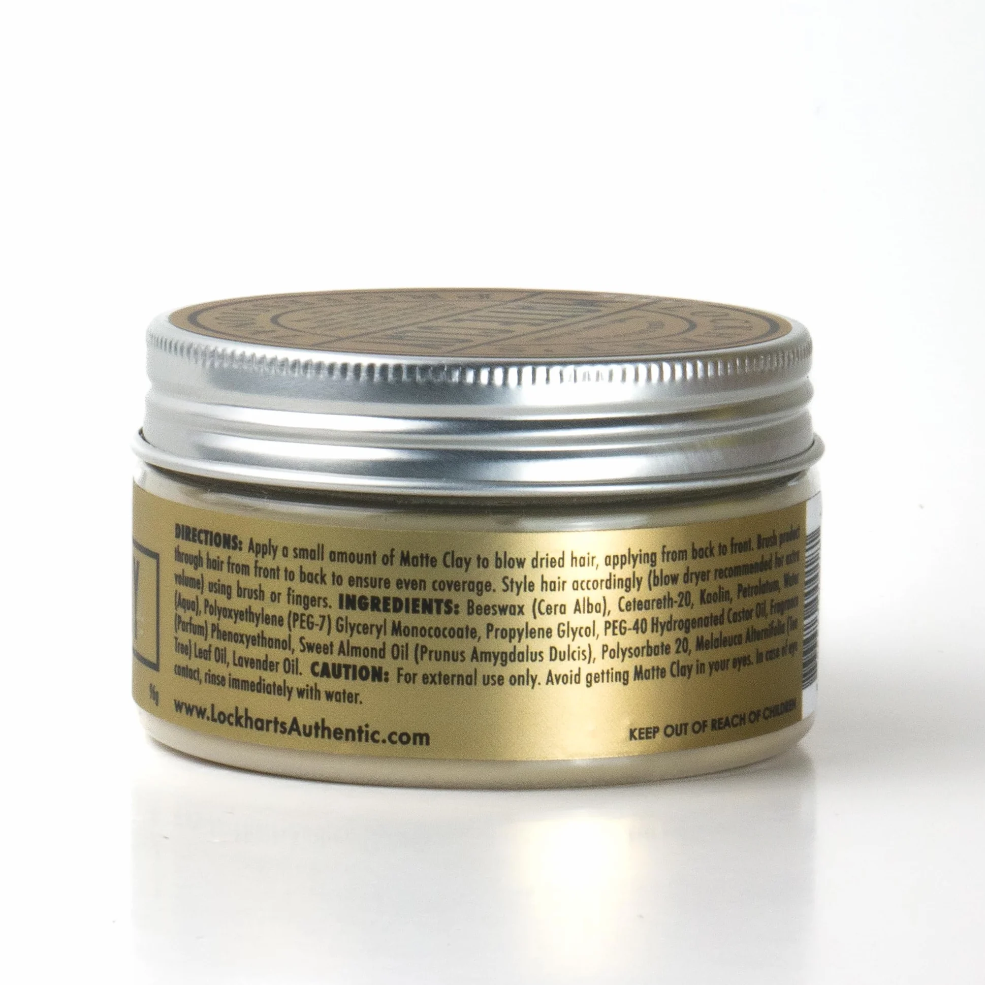Lockhart's Professional Matte Clay – ręcznie robiona glinka do stylizacji z kaolinem i woskiem pszczelim, średni/mocny chwyt, naturalne matowe wykończenie
