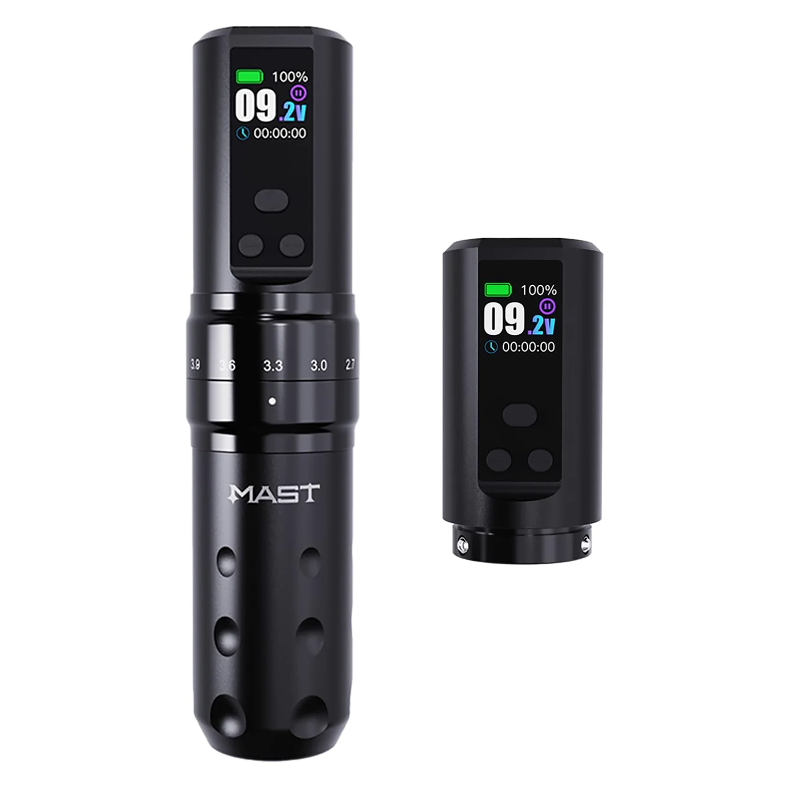 Mast Fold2 Pro Wireless Tattoo Machine Pen Rotary Tattoo Gun 7 Strokes Length 2000mAh Battery Powerful Motor by Mcore Smart Display Screen for Pro Artists (2 BATTERY)