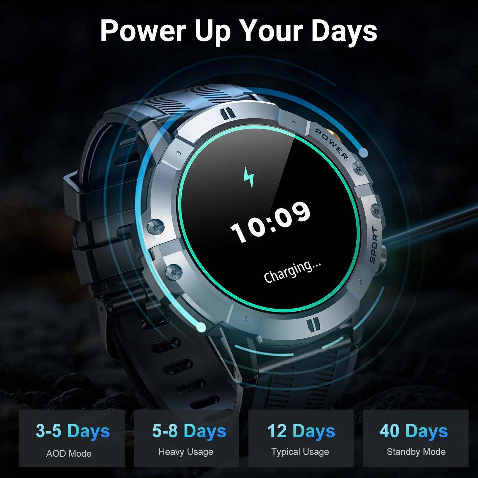 VIRAN Smartwatch męski, 1,52" Smart Watch z pomiarem ciśnienia krwi, wodoszczelność IP68, zegarek fitness ze SpO2, pulsometrem i monitorowaniem snu, zegarek fitness / zegarek sportowy z ponad 100