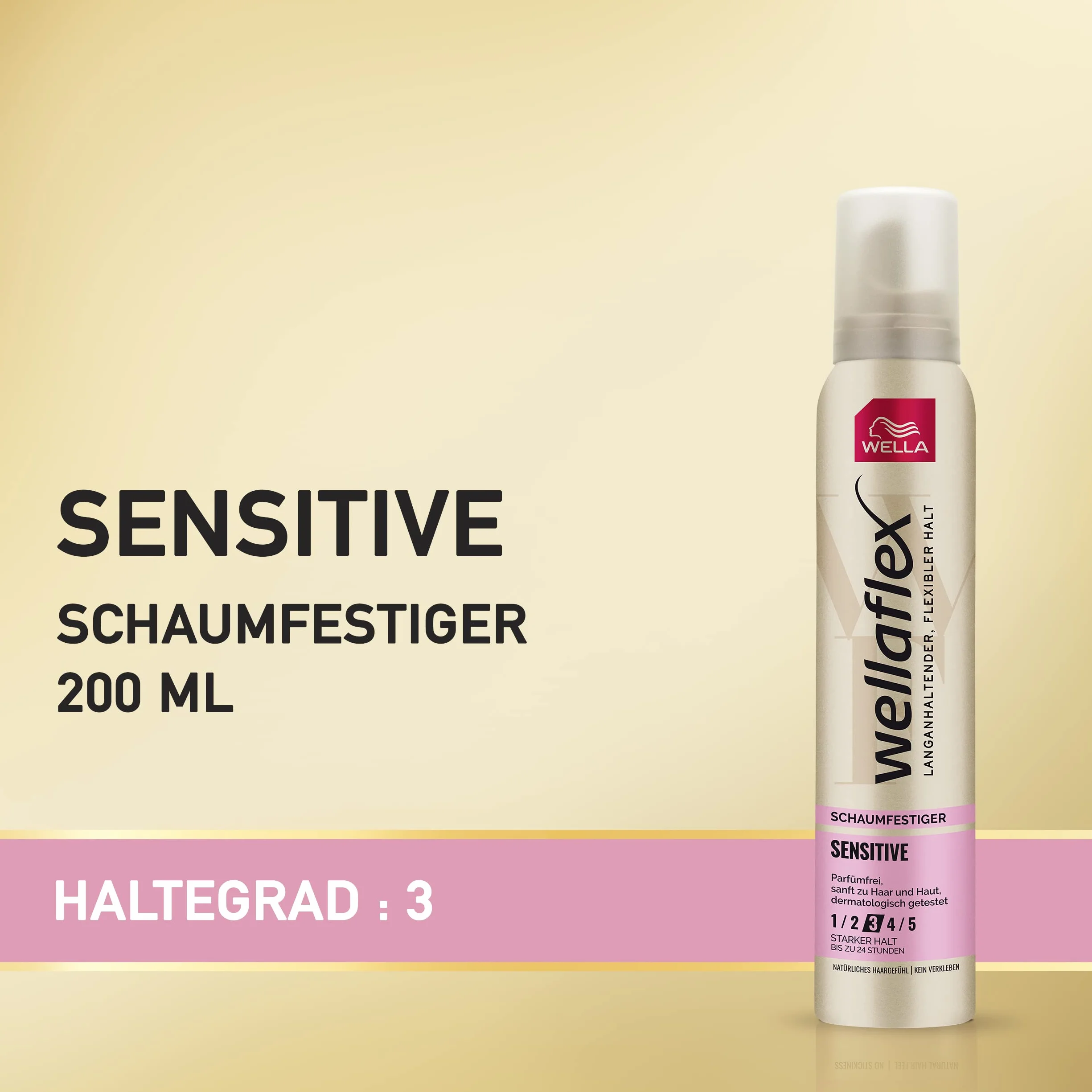 Wella Flex pianka Sensitive pianka do włosów o dużej wytrzymałości – bezzapachowa pianka do włosów zapewnia elastyczne trzymanie przez 24 h bez sklejania – z ochroną UV i Hair Taming Complex z