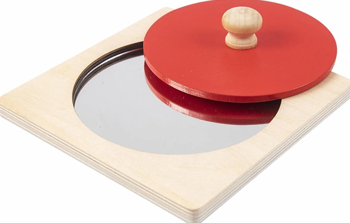 Montessori Mirror, Baby Mirror Button Puzzle Toys, okrągłe drewniane zabawki w formie geometrycznej Wczesne zabawki edukacyjne dla noworodków, dzieci, małych dzieci 6-12 miesięcy