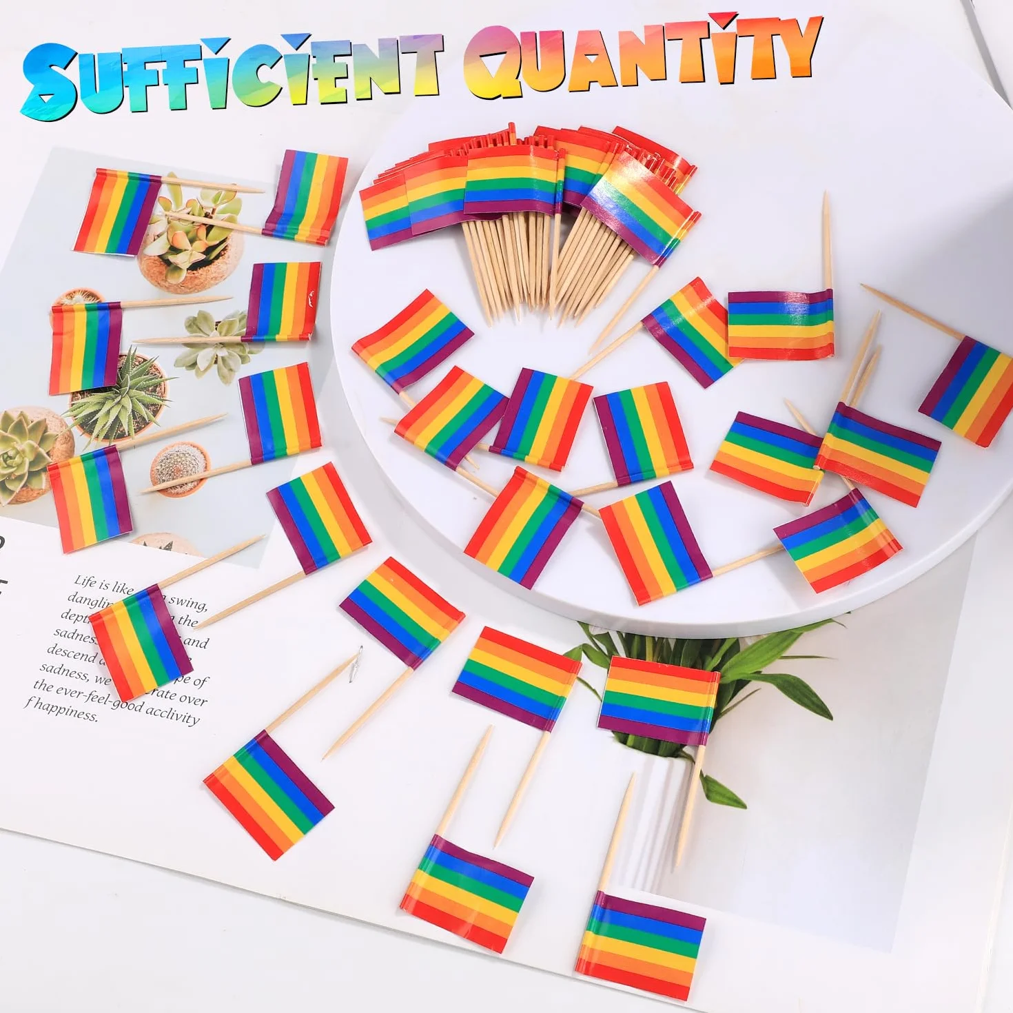 200 szt. Wykalaczki Teczowe Flagi, Mini LGBT Wykalaczki do Ciastek Teczowe Wykalaczki Wykalaczki do Ciastek Progress Pride Wykalaczki Teczowy Koktajl na Teczowy Karnawal Dekoracje Imprezowe