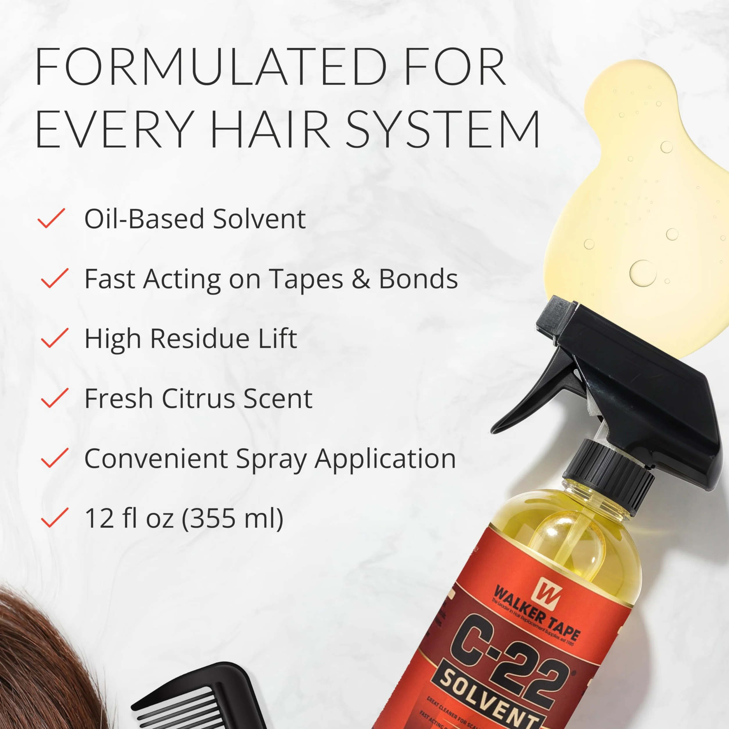 C 22 Adhesive Solvent. Oil baza 12 oz. spray klej do czyszczenia peruki od Walker Tape