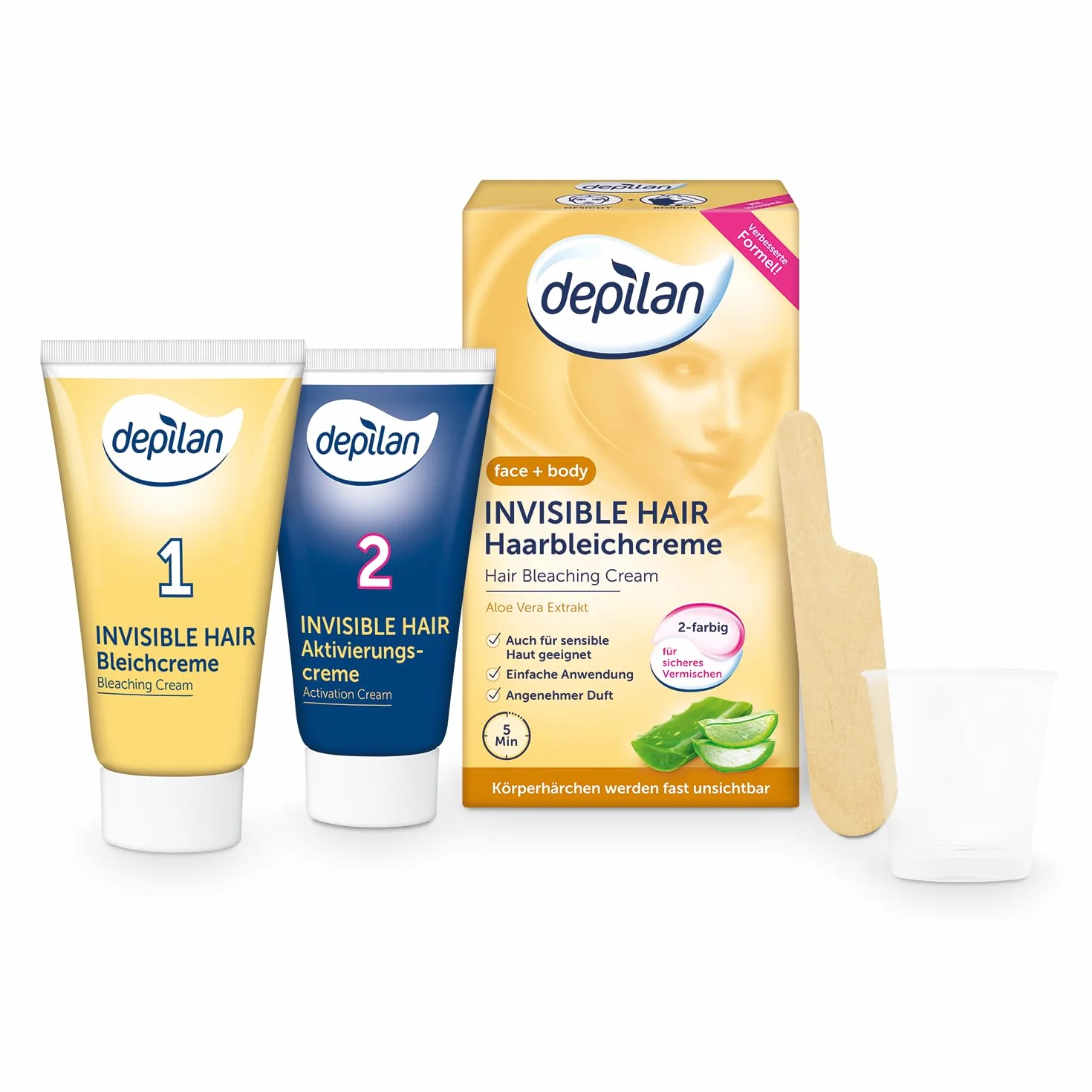 Krem wybielający do twarzy Bleaching Depilan invisilbe Hair krem wybielający (1 opakowanie po 2 x 50 ml)