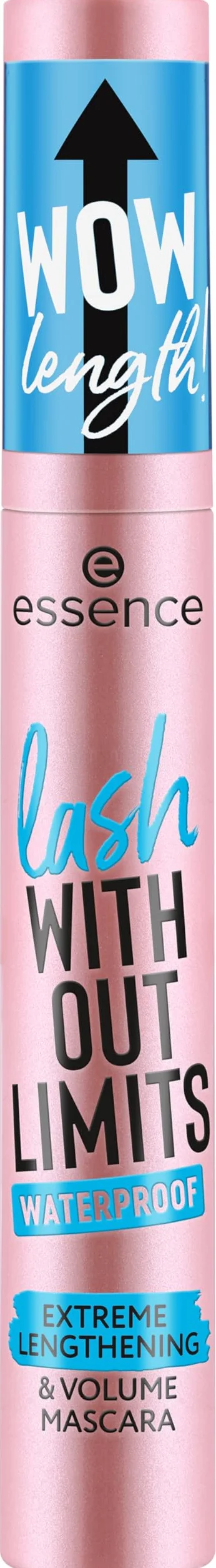 essence Wodoodporna maskara wydłużająca i pogrubiająca do rzęs lash WITHOUT LIMITS WATERPROOF EXTREME LENGTHENING & VOLUME, długotrwały, zwiększenie objętości, intensywnie czarny, wydłużanie (13ml)
