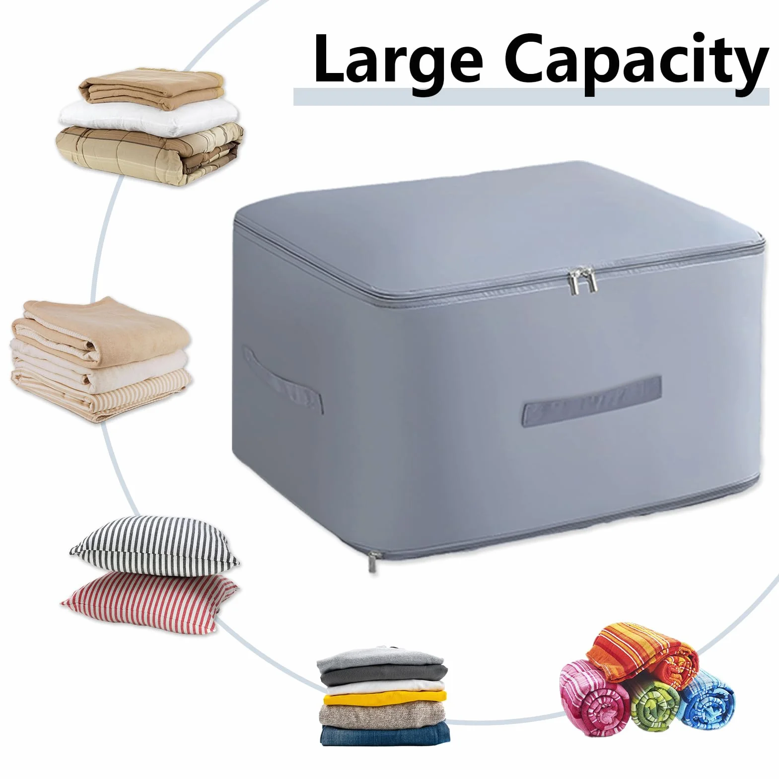 1 x organizer samokompresujący, torba do przechowywania kołder z zamkiem błyskawicznym, torba kompresyjna, kolor szary, ultra Space Saving Self Compression Organizer Bag (54 x 42 x 60 cm)