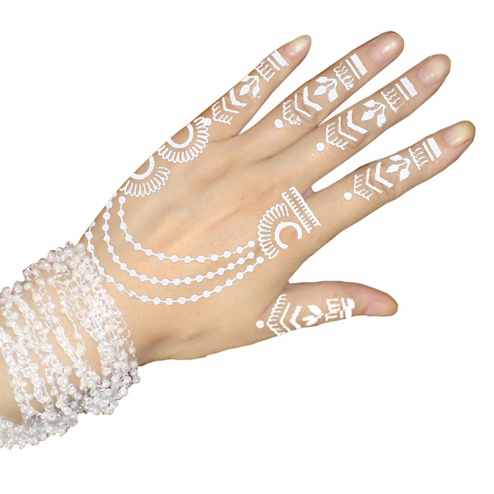Akcja! Henna szablony do tatuażu 8 sztuk zestaw do jednorazowego użytku do rąk, również do tatuaży brokatowych i tatuaży Air Brush Set Jaiya
