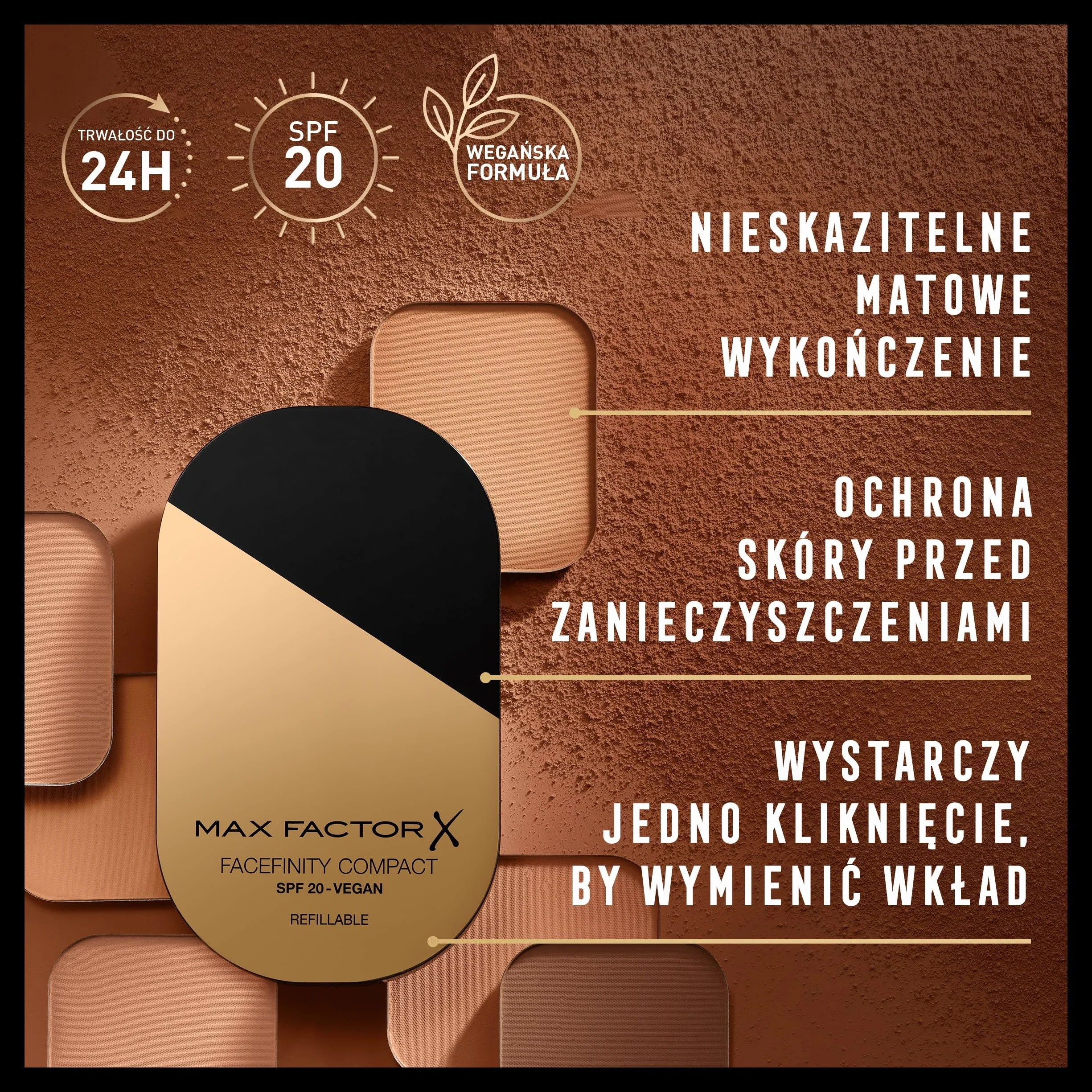 Max Factor Facefinity Compact Puder, 003 naturalna róża, 10 g